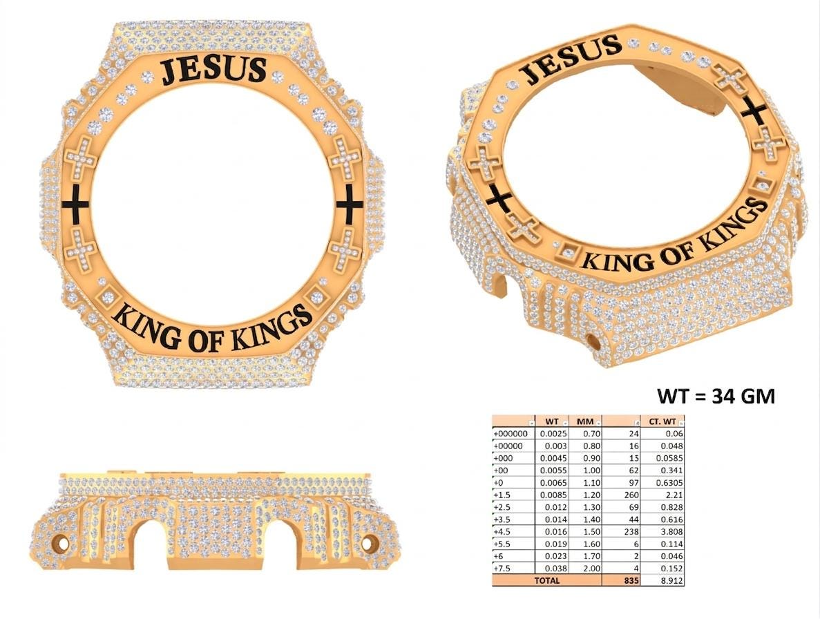 Custom Iced Out Watch: Jesus King of Kings name Luxury Watch Design by silvoura