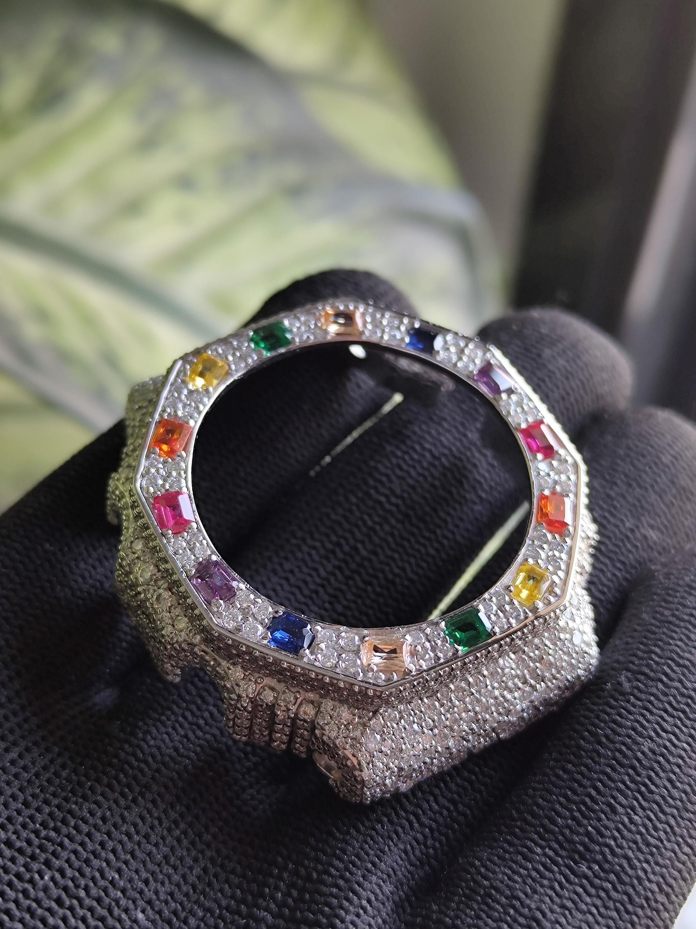 Custom Iced Out  G Shock GA2100 : VVS Moissanite, RAINBOW bezel by Silvoura