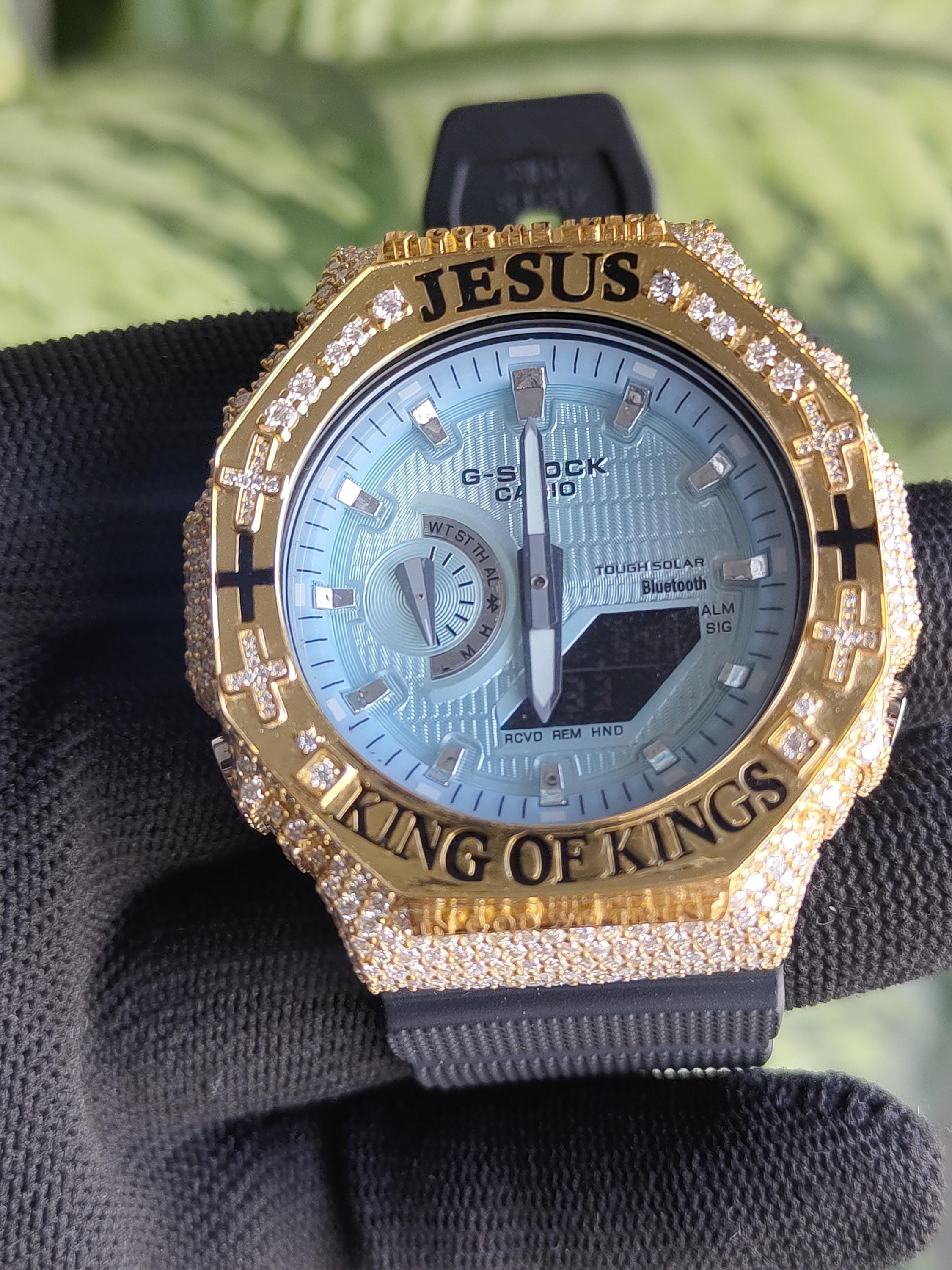 Custom Iced Out Watch: Jesus King of Kings name Luxury Watch Design by silvoura