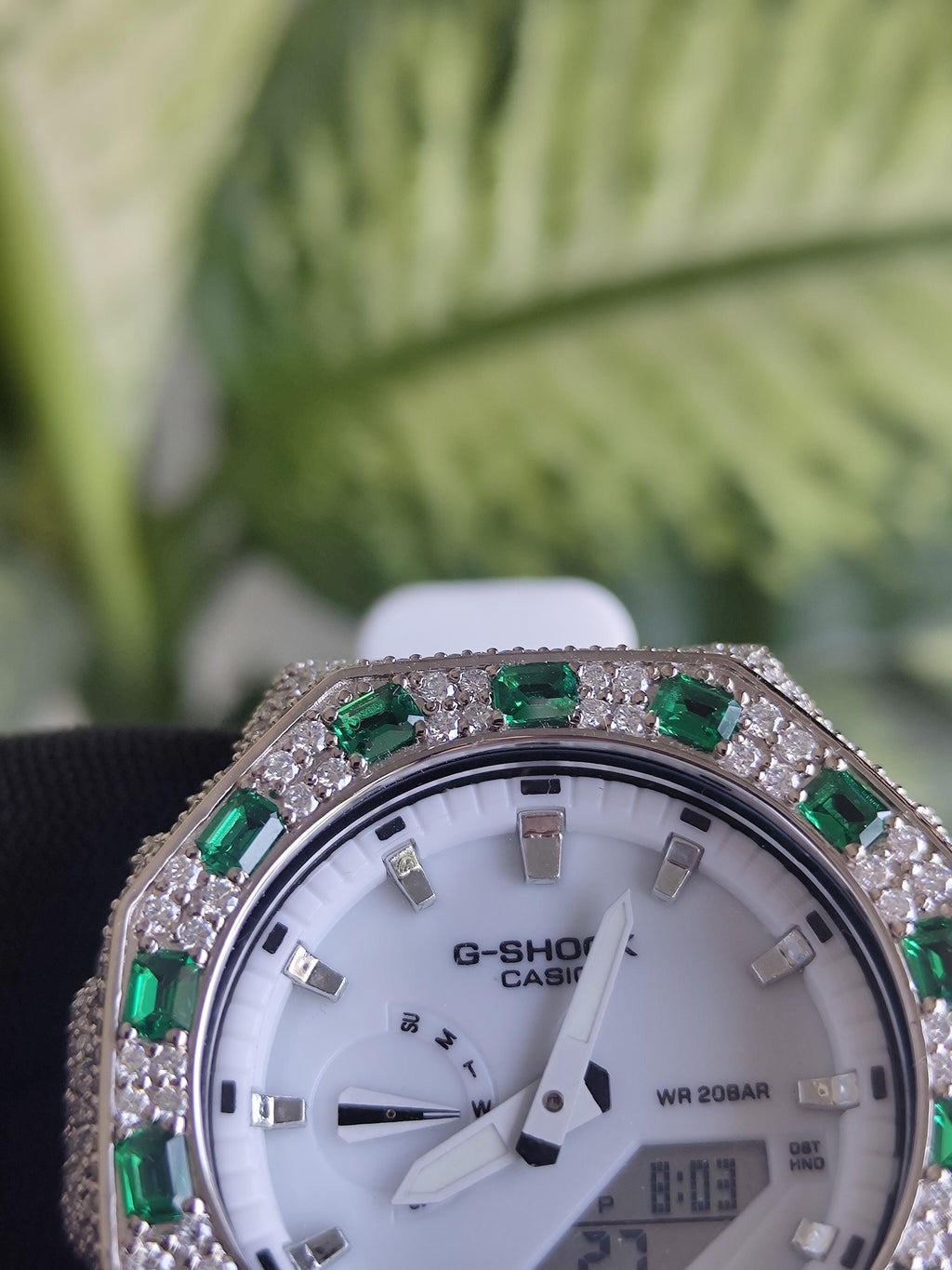 Custom Iced Out Watch: VVS Moissanite, GREEN Dial by Silvoura
