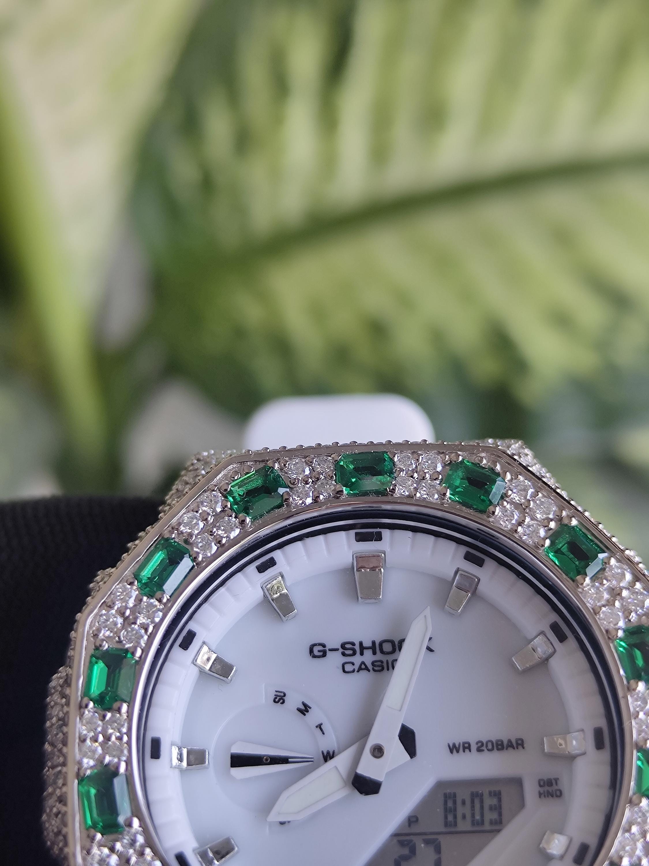 Custom Iced Out Watch: VVS Moissanite, GREEN Dial by Silvoura