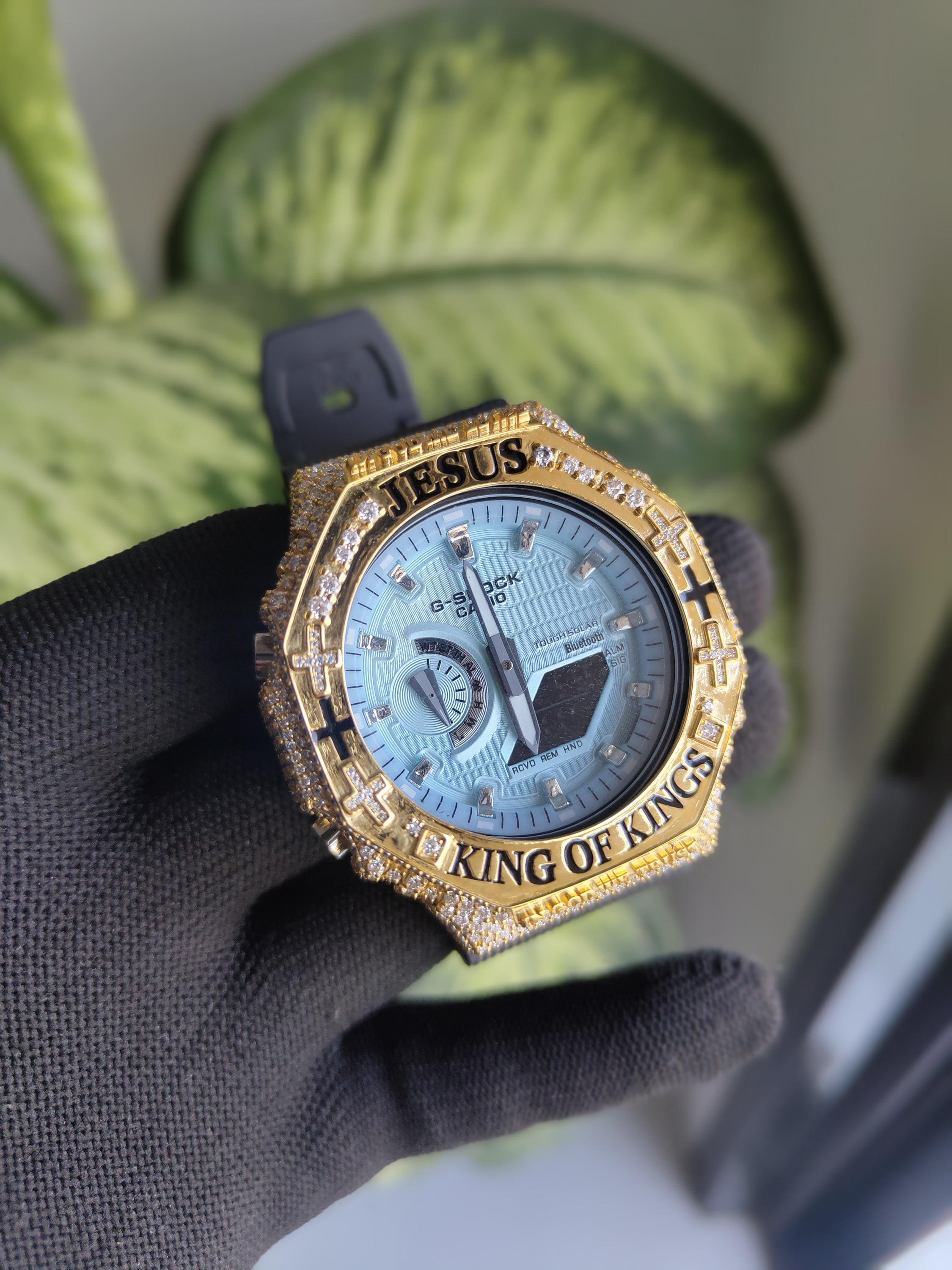 Custom Iced Out Watch: Jesus King of Kings name Luxury Watch Design by silvoura