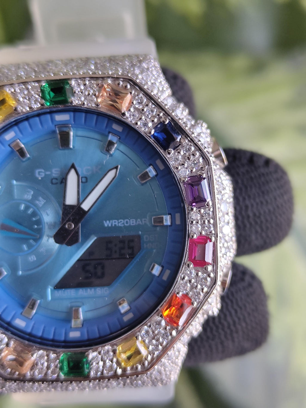 Custom Iced Out Watch: VVS Moissanite, Rainbow Dial by Silvoura