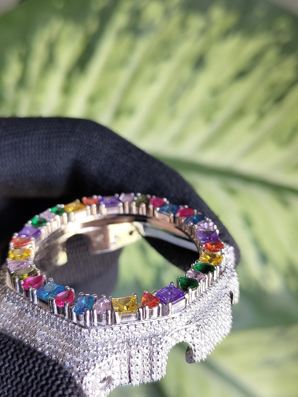Custom Iced Out GA2100 Bezel: VVS Moissanite Multicolor Gemstone Luxury Design