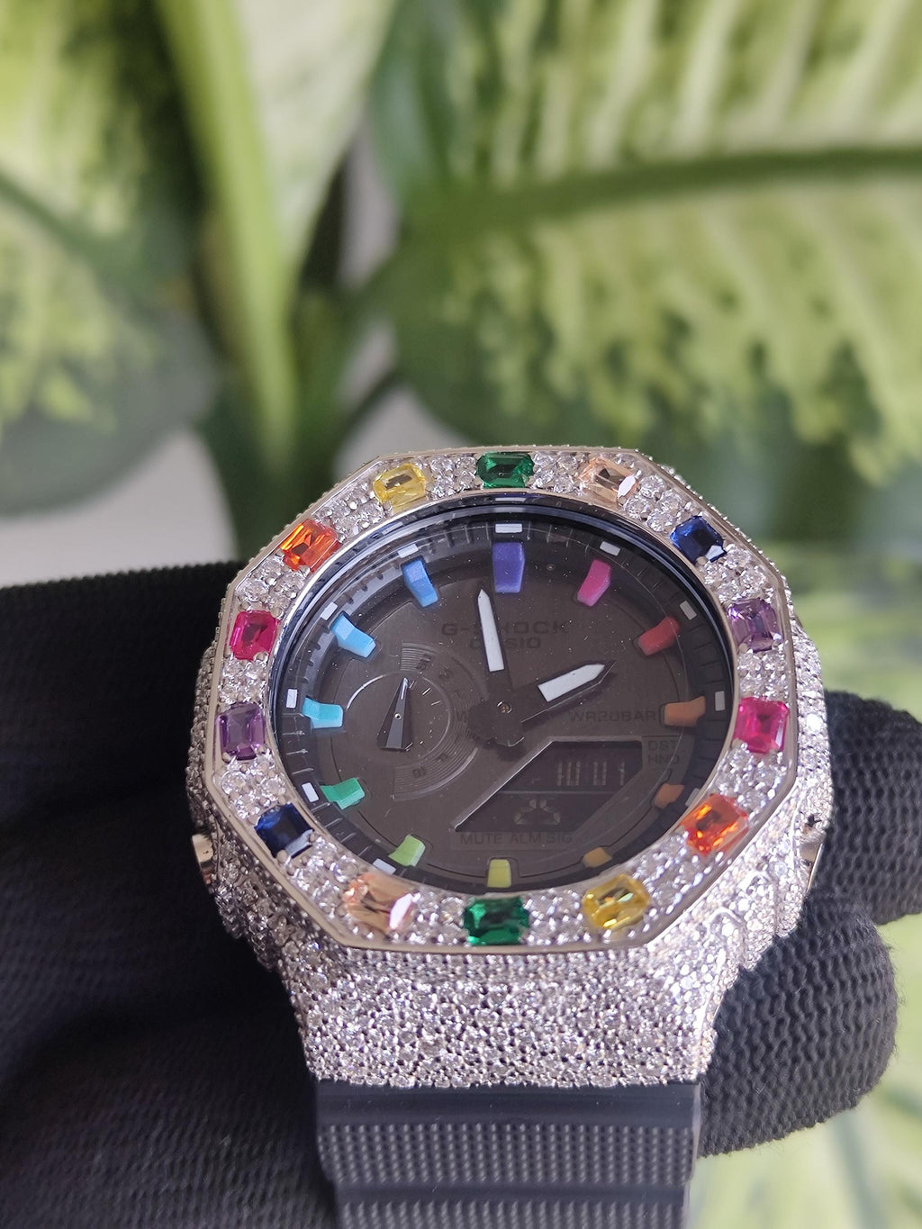 Custom Iced Out Watch: VVS Moissanite, Rainbow Dial by Silvoura