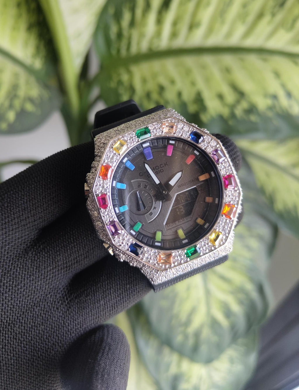 Custom Iced Out Watch: VVS Moissanite, Rainbow Dial by Silvoura