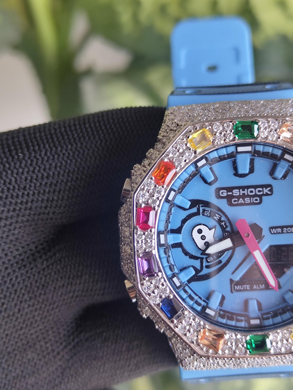 Custom Iced Out Watch: VVS Moissanite, Rainbow Dial by Silvoura