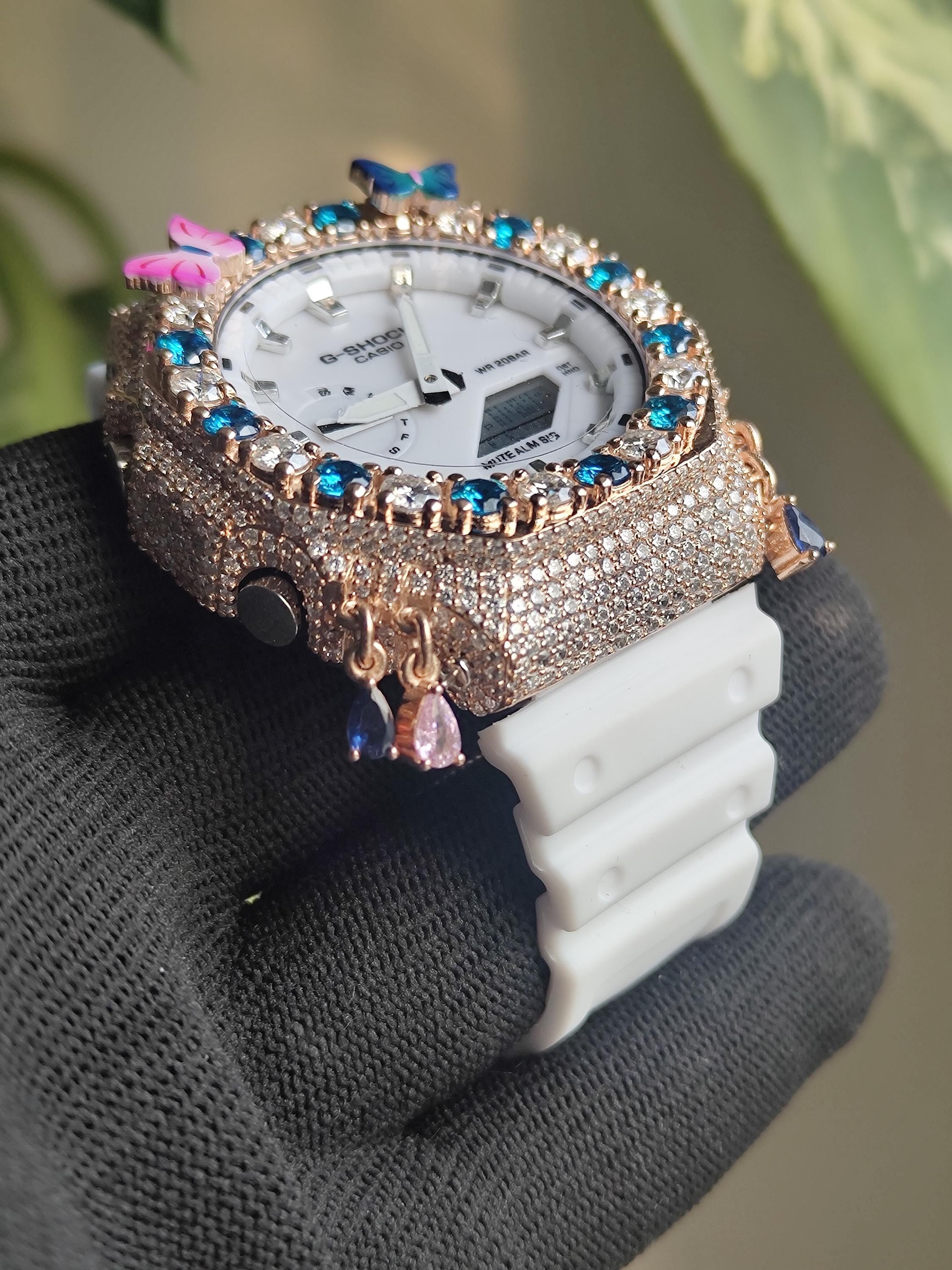 Custom Iced Out Butterfly Moissanite Watch