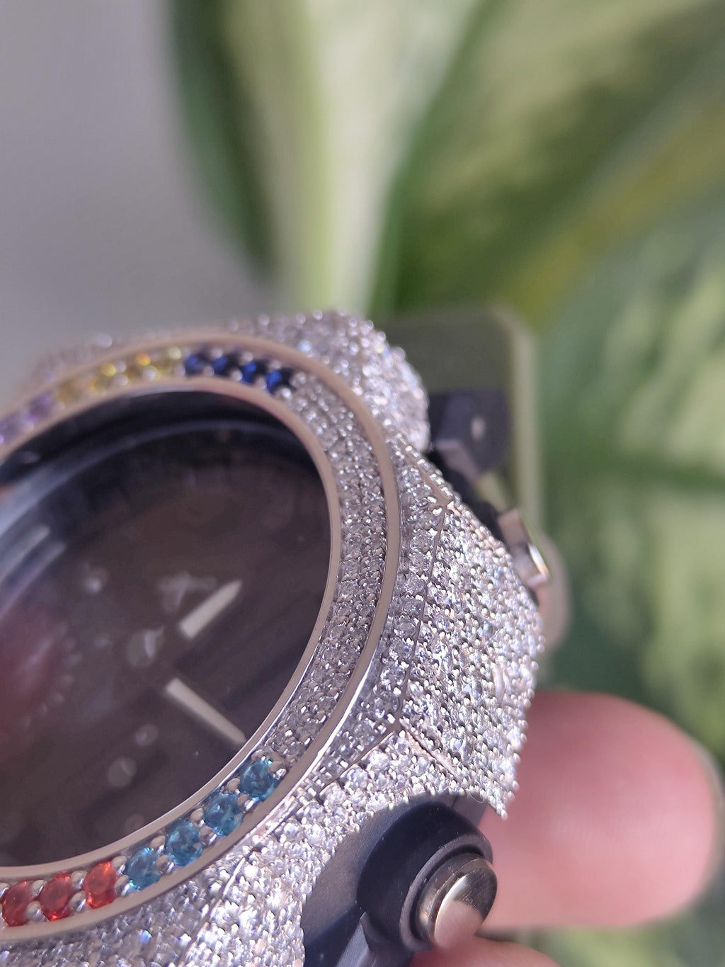 Custom Rainbow Full iced-out Moissanite Watch By Silvoura