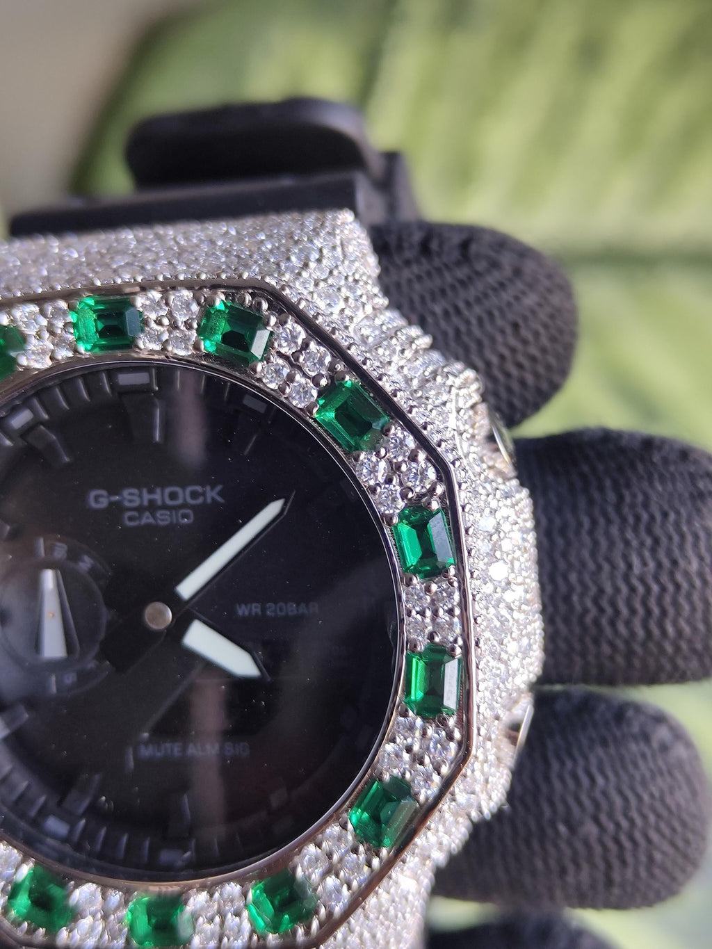 Custom Iced Out Watch: VVS Moissanite, GREEN Dial by Silvoura