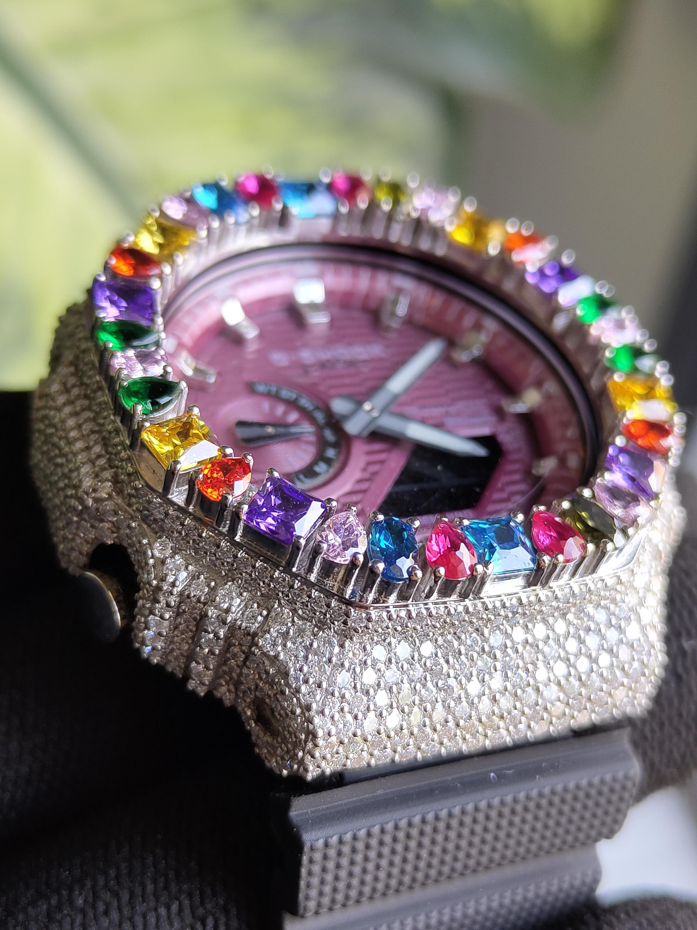 Custom Iced Out Watch: Multicolor Gemstone Luxury Watch Design by silvoura