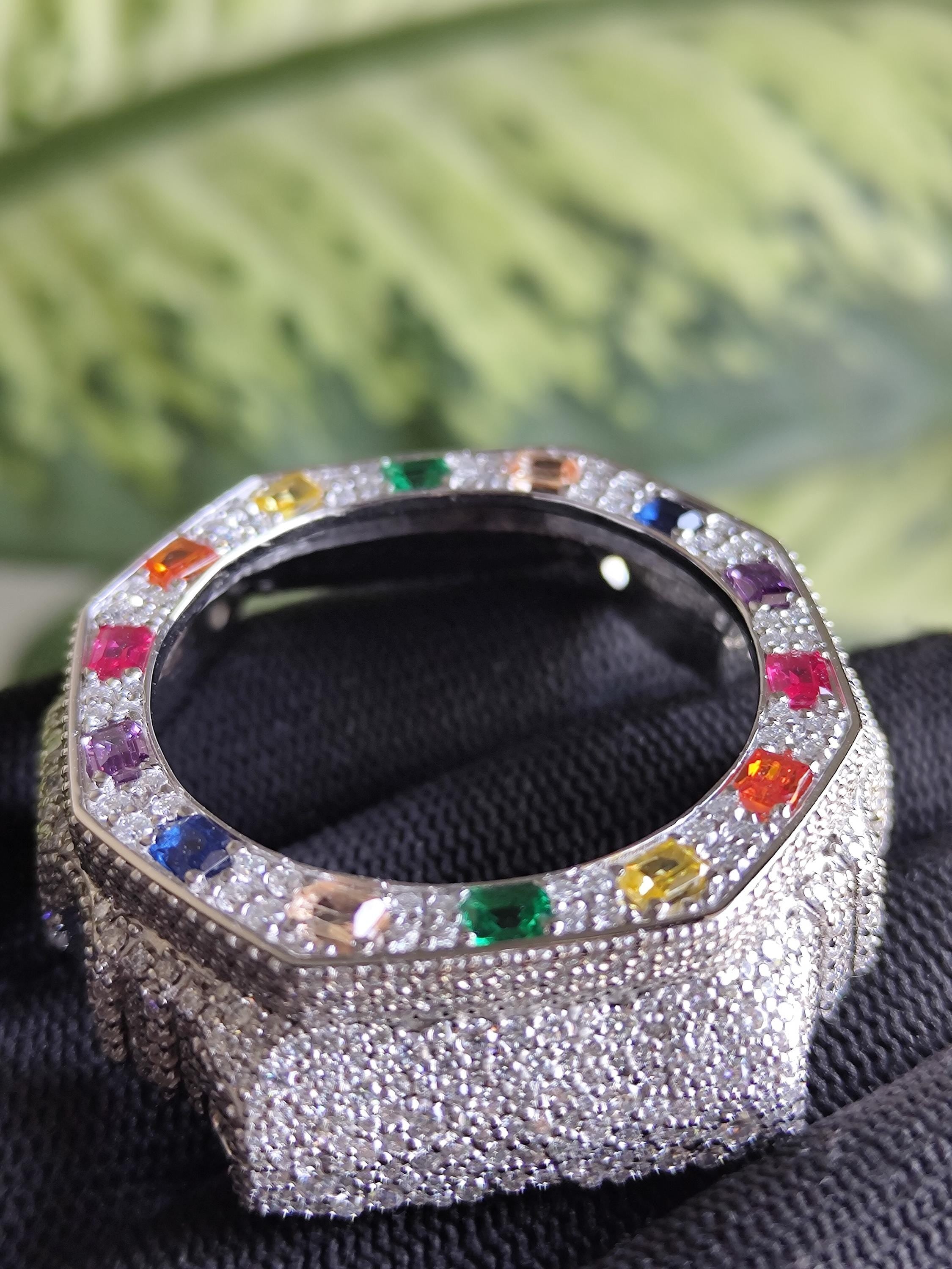 Custom Iced Out  G Shock GA2100 : VVS Moissanite, RAINBOW bezel by Silvoura