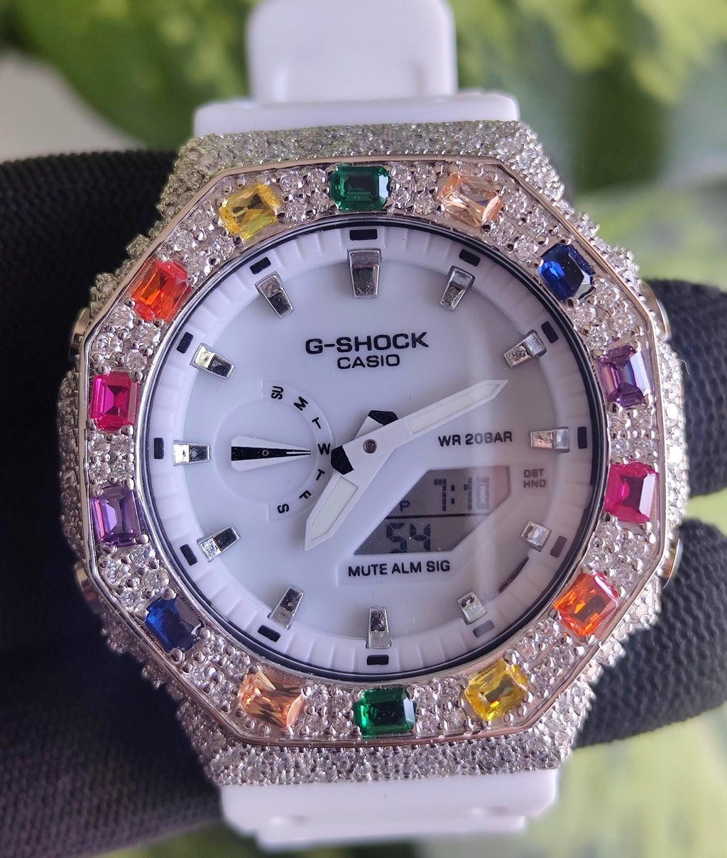 Custom Iced Out Watch: VVS Moissanite, Rainbow Dial by Silvoura
