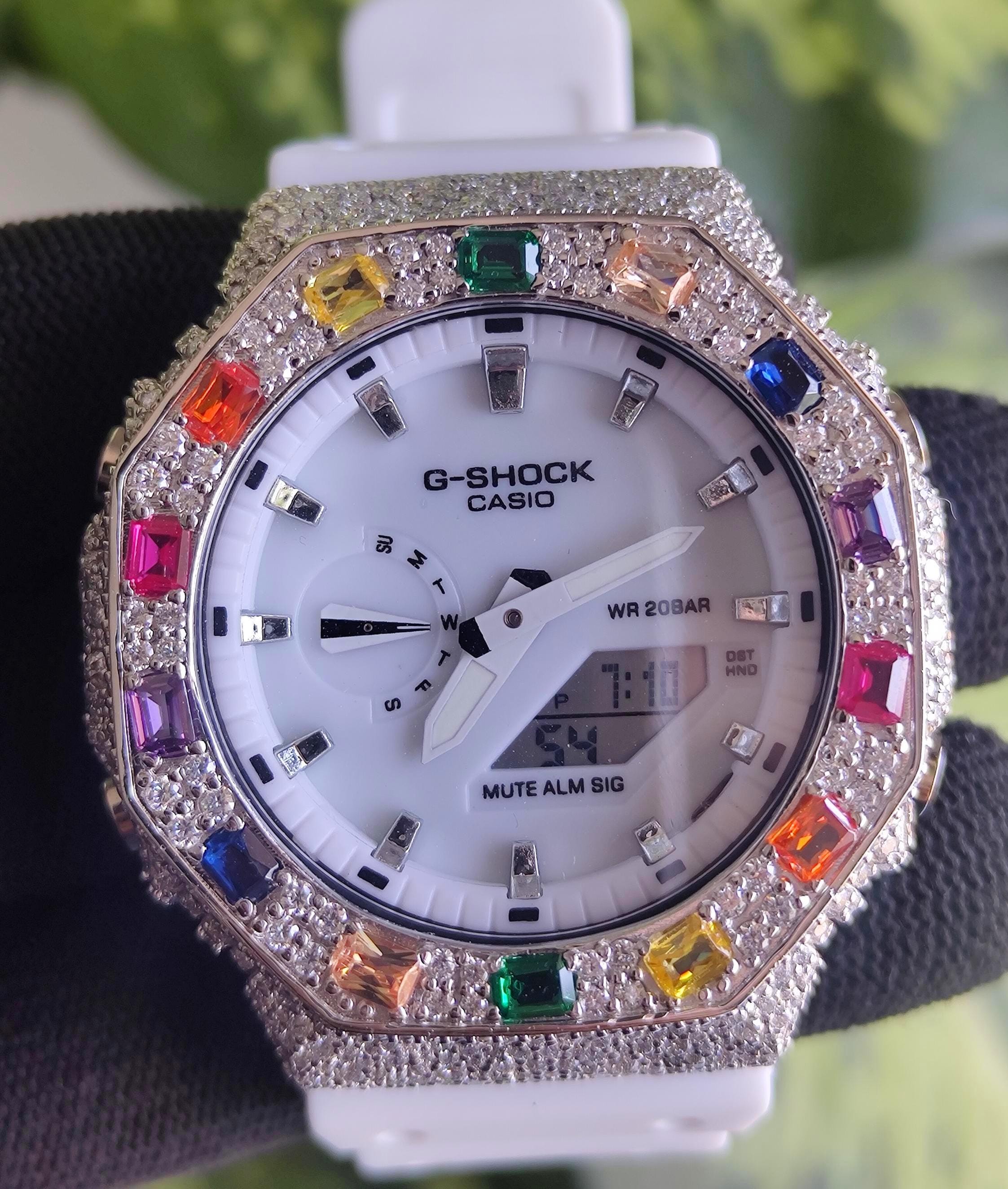 Custom Iced Out Watch: VVS Moissanite, Rainbow Dial by Silvoura