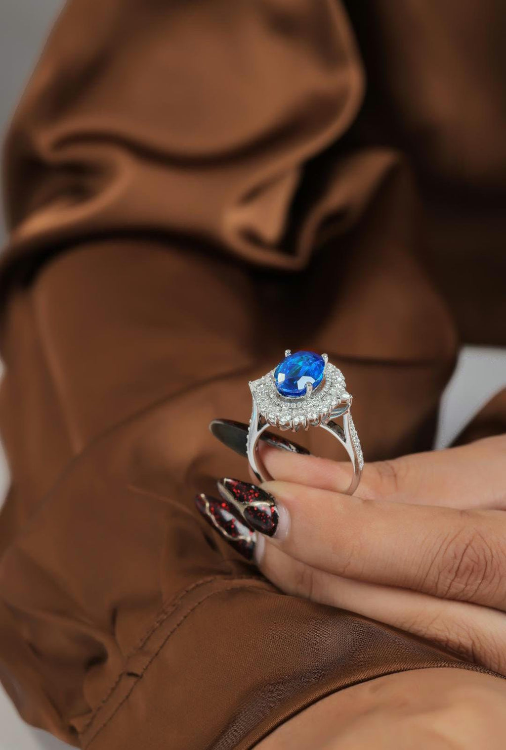 Blue Gemstone & Sterling Silver Statement Ring