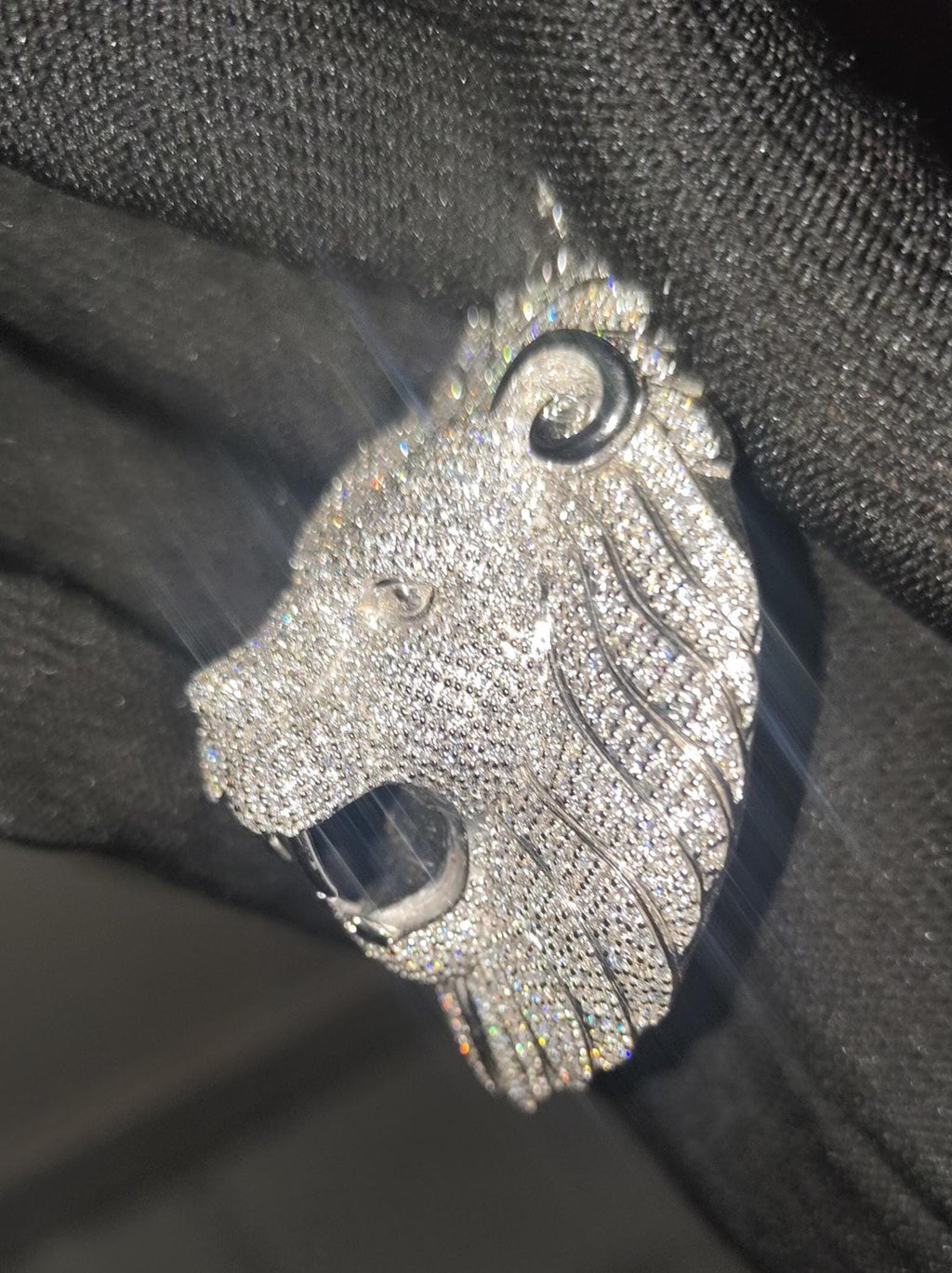 Majestic Lion Head Sterling Silver Moissanite Pendant