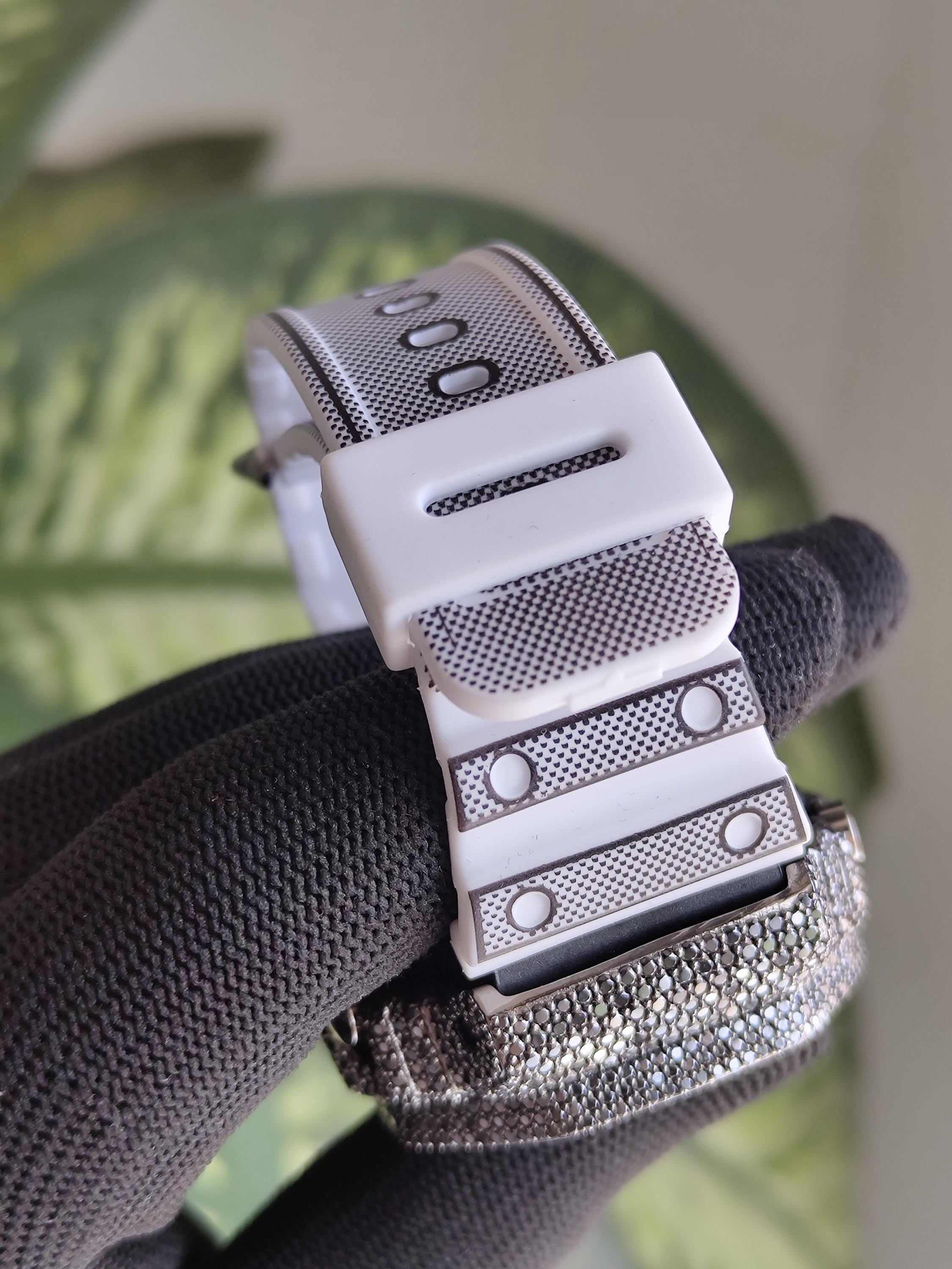 Custom Iced Out Watch: VVS black Moissanite, Raspberry Dial by Silvoura