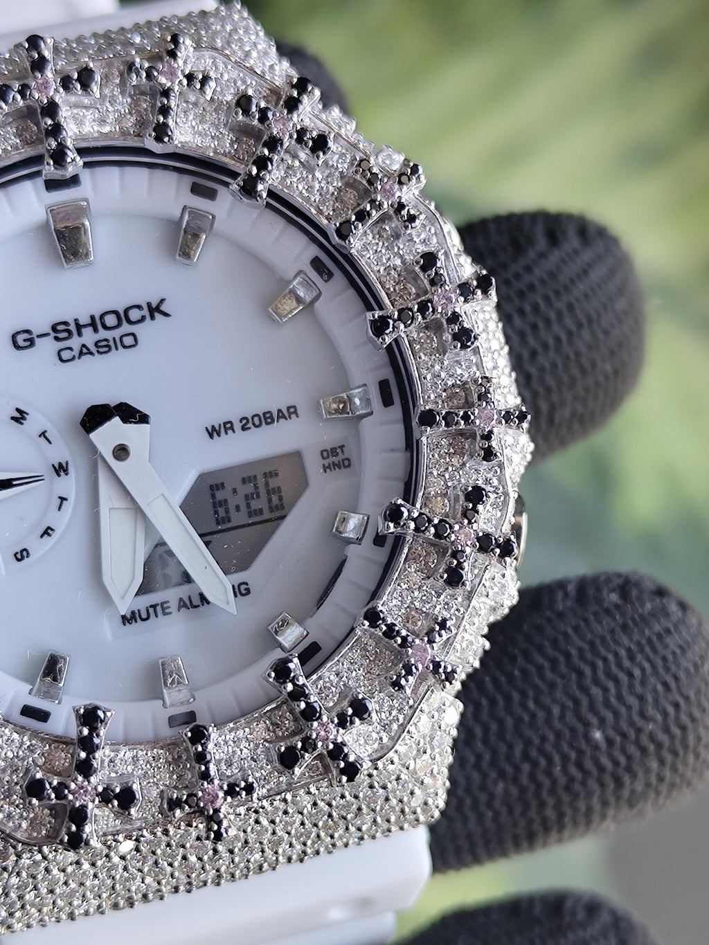 Custom Iced Out Watch: VVS Moissanite Cross Pattern Design by silvoura