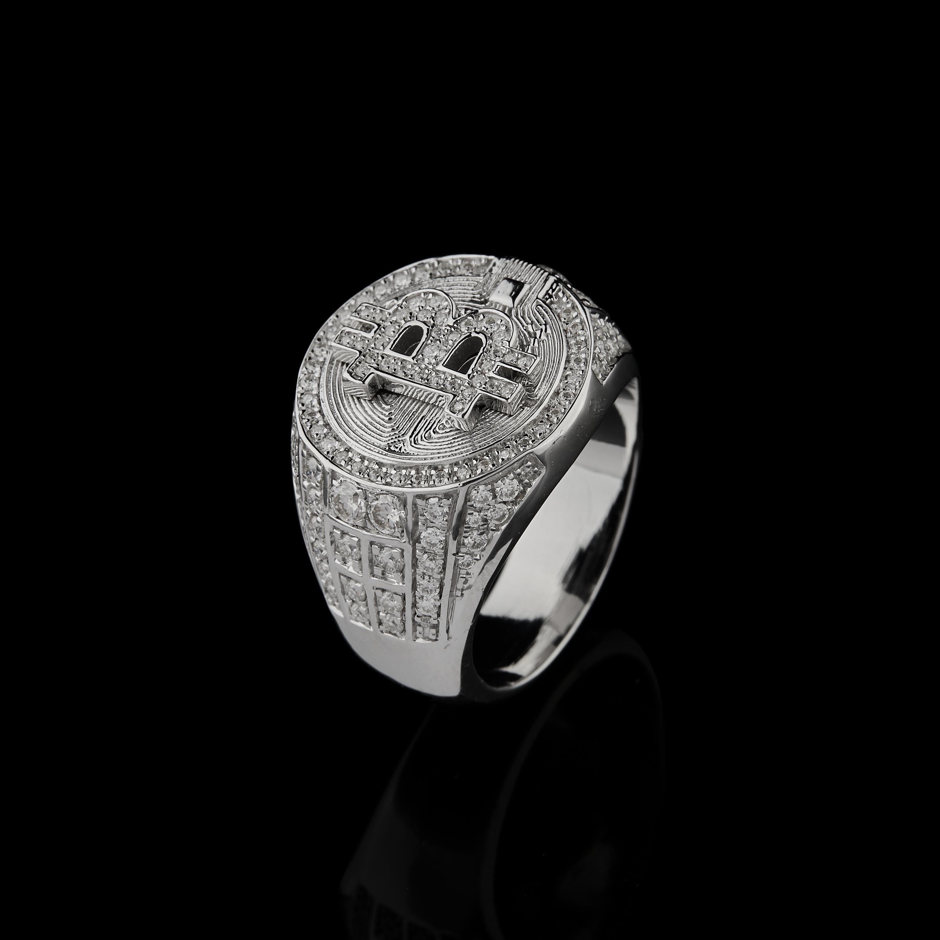 Bitcoin Silver Ring – Iced Out, Luxury Statement Crypto Jewelry for Men