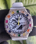 Custom Iced Out Watch: VVS Moissanite, Rainbow Dial by Silvoura