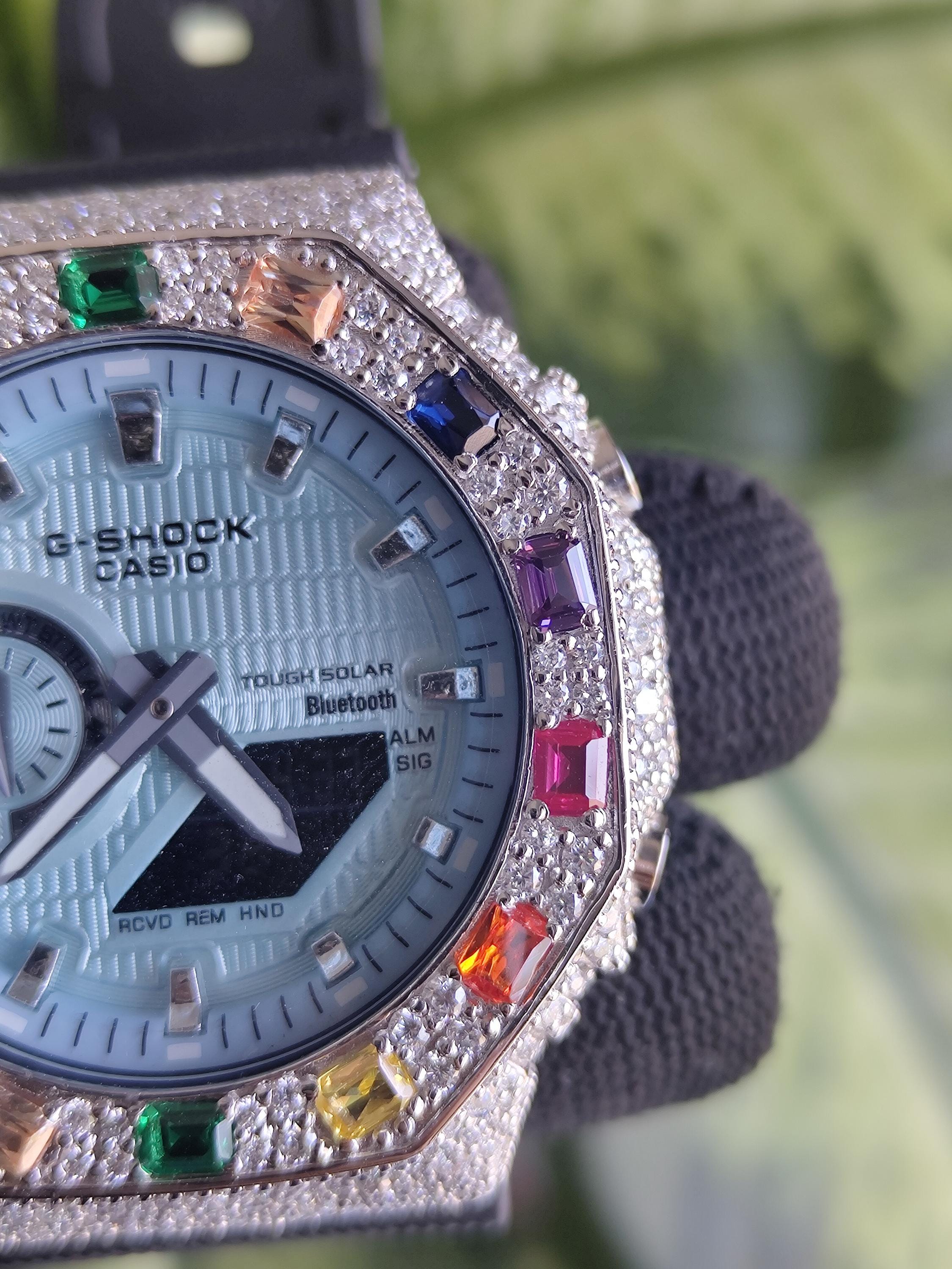 Custom Iced Out Watch: VVS Moissanite, Rainbow Dial by Silvoura