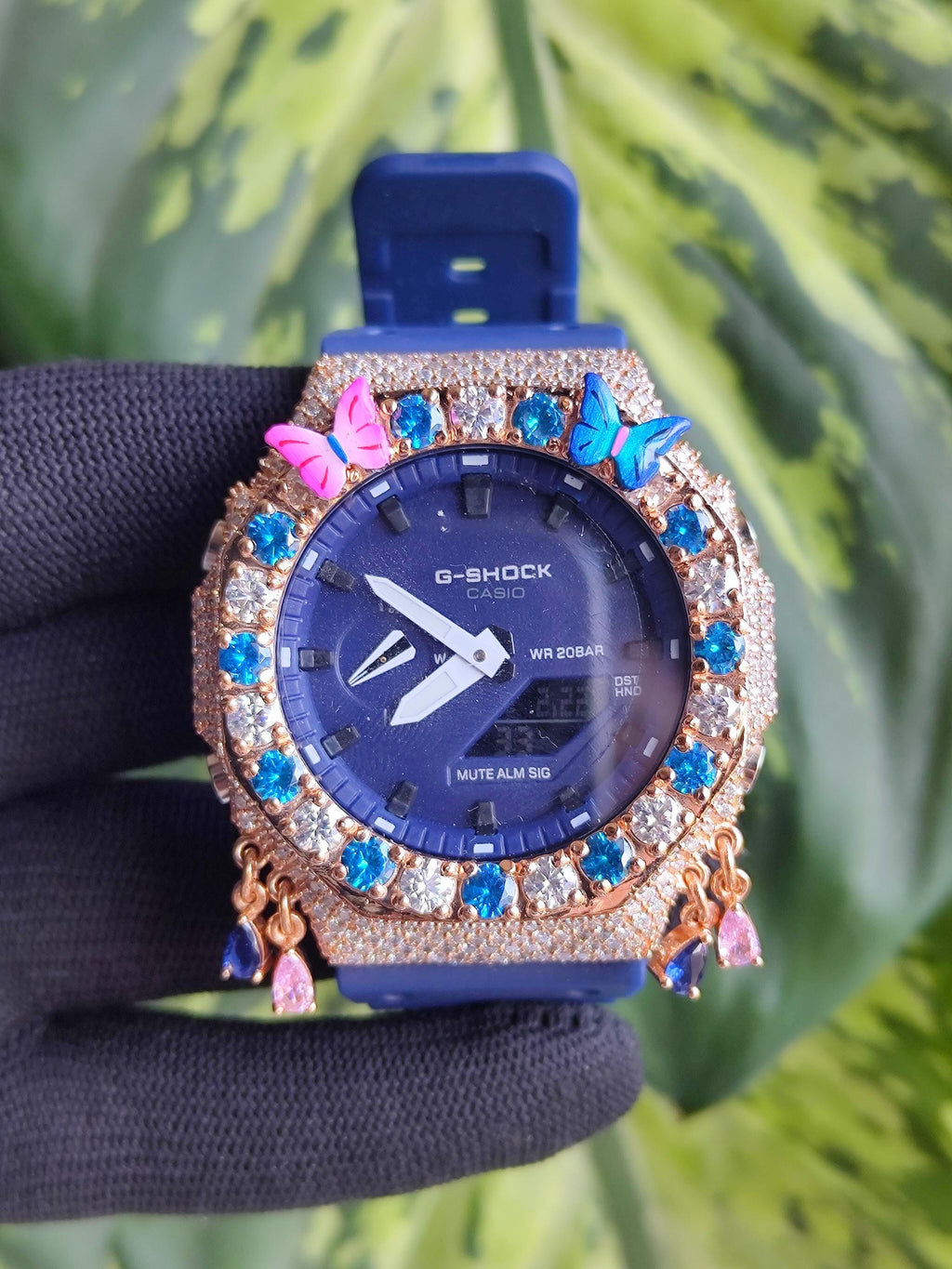 Custom Iced Out Watch: VVS Moissanite, Blue Dial by Silvoura