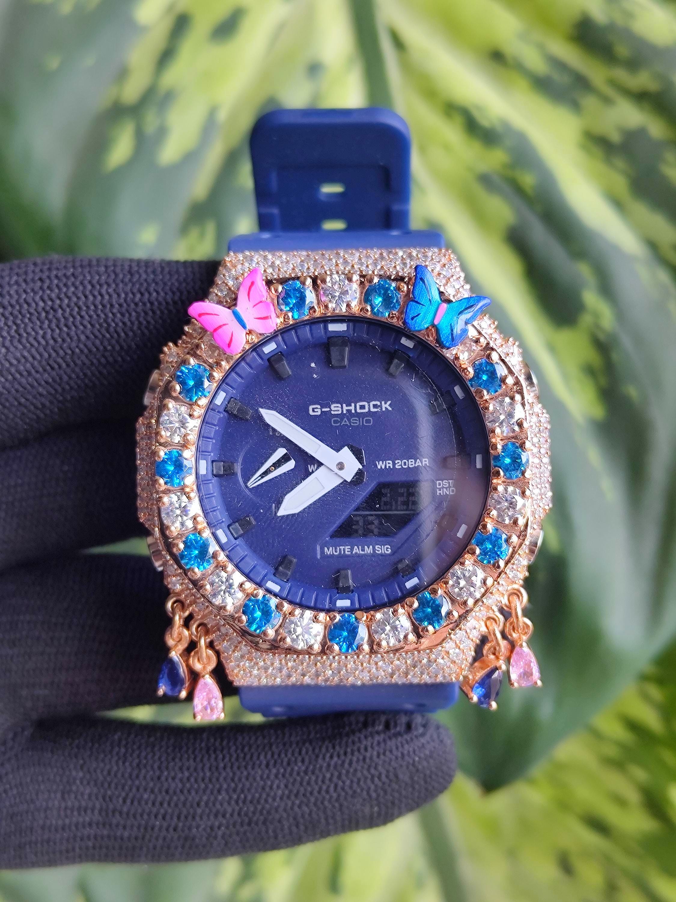 Custom Iced Out Watch: VVS Moissanite, Blue Dial by Silvoura
