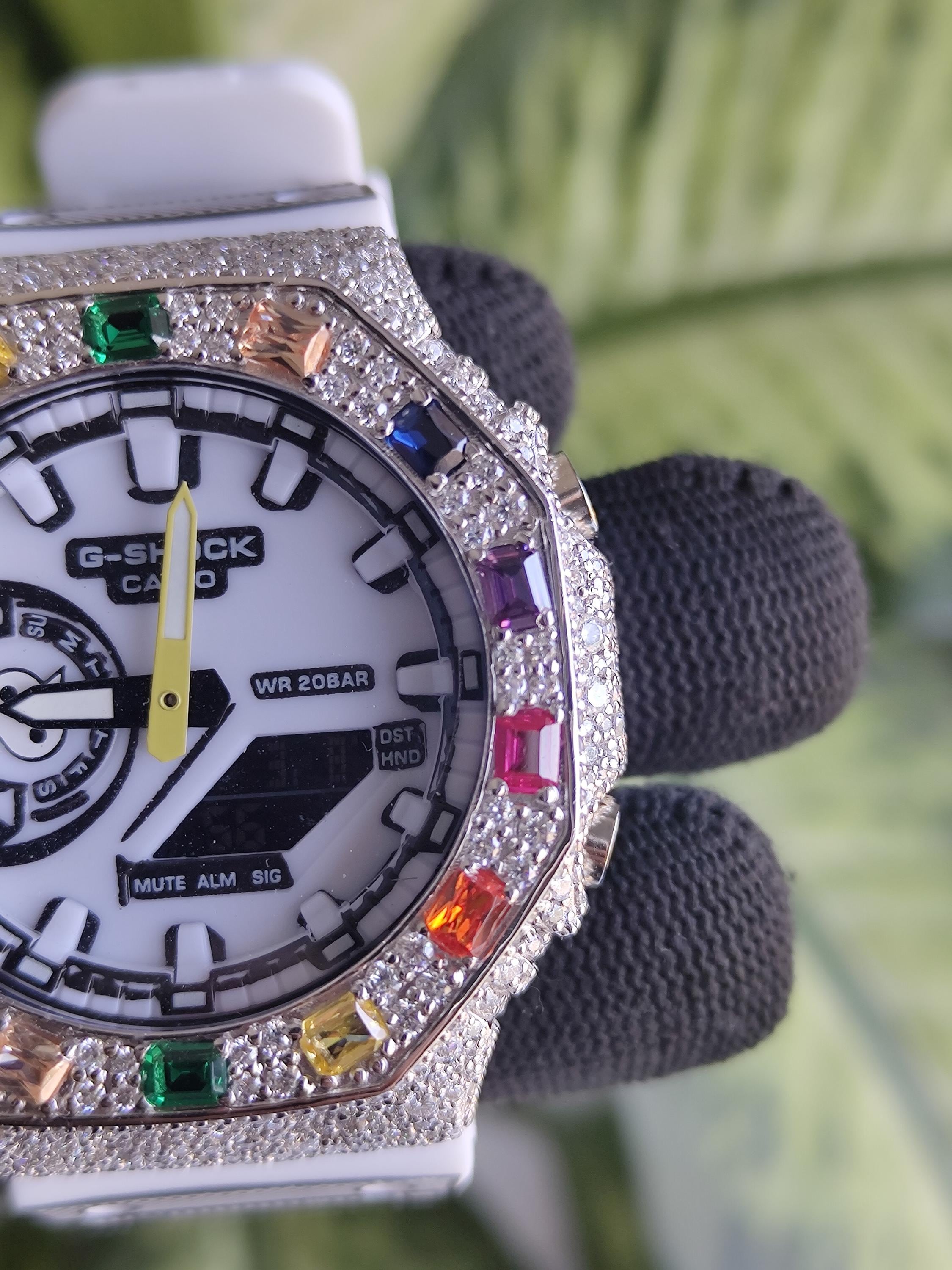 Custom Iced Out Watch: VVS Moissanite, Rainbow Dial by Silvoura