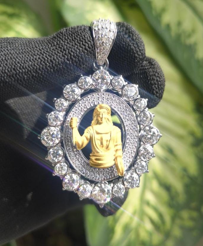 Iced Out Moissanite Jesus Pendant: 925 Sterling Silver