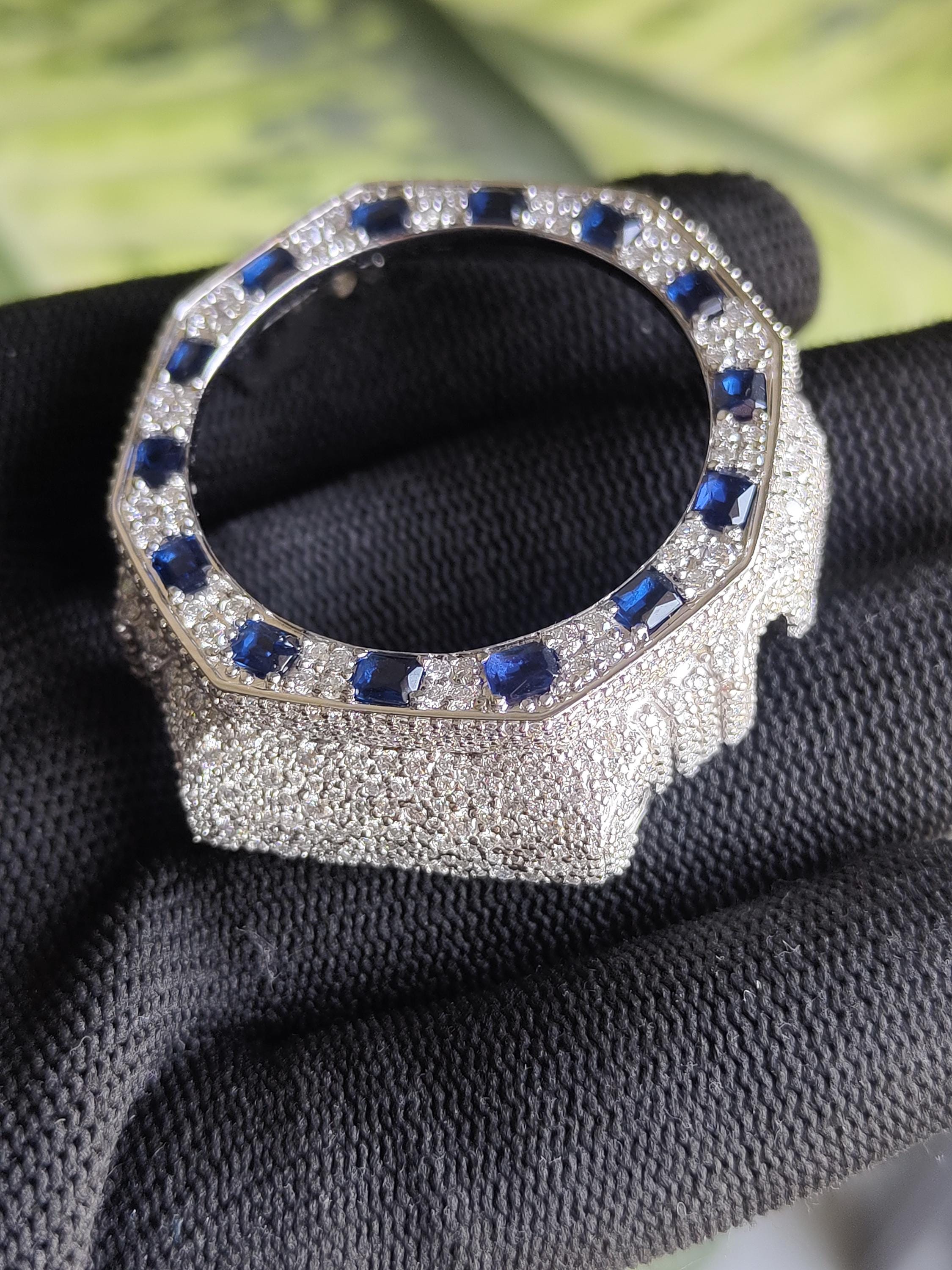 Custom Iced Out  G Shock GA2100 : VVS Moissanite, Blue bezel by Silvoura