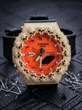 Custom Iced Out Moissanite Watch  – Gold Finish – Skull bazel