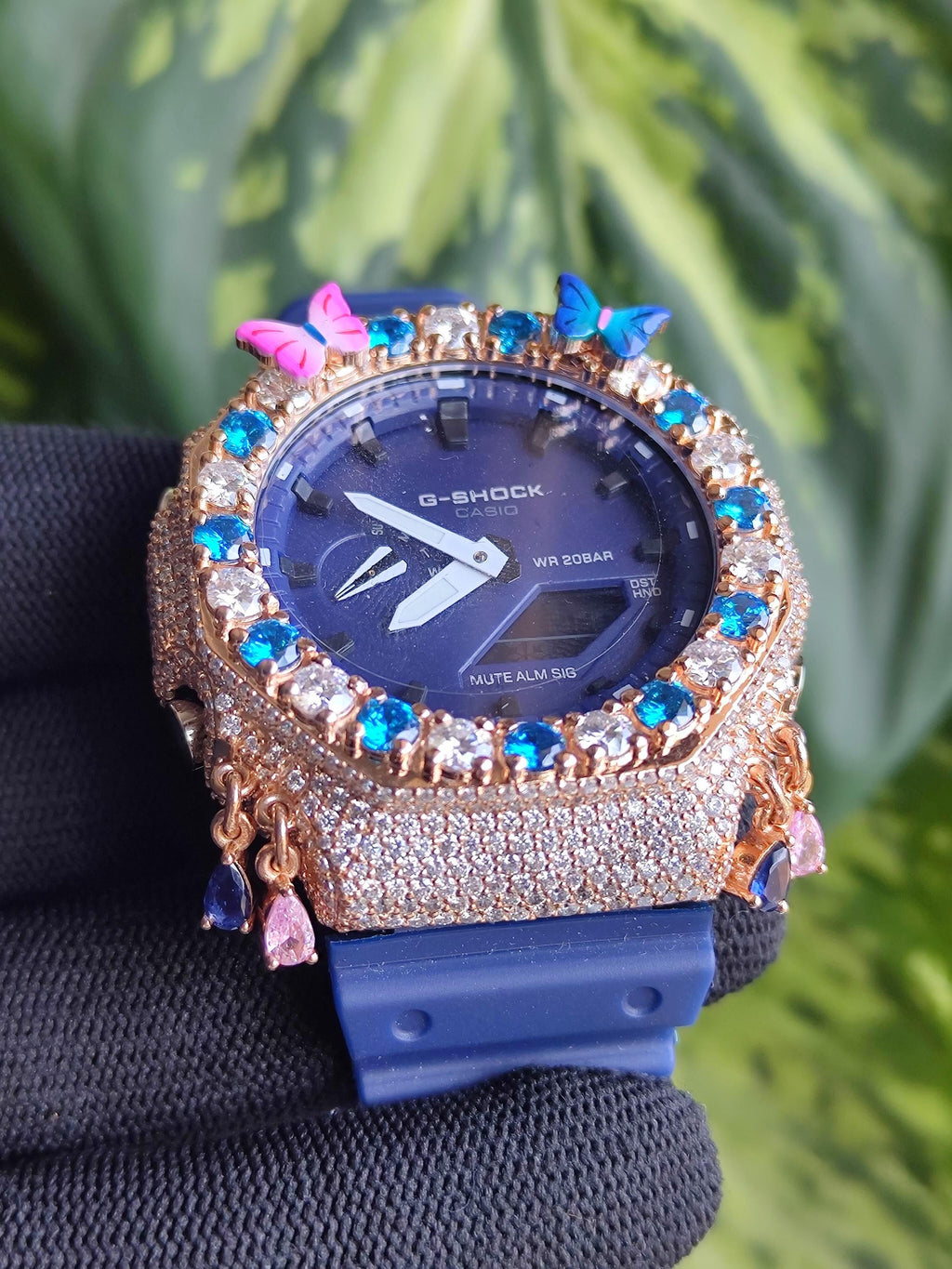 Custom Iced Out Watch: VVS Moissanite, Blue Dial by Silvoura