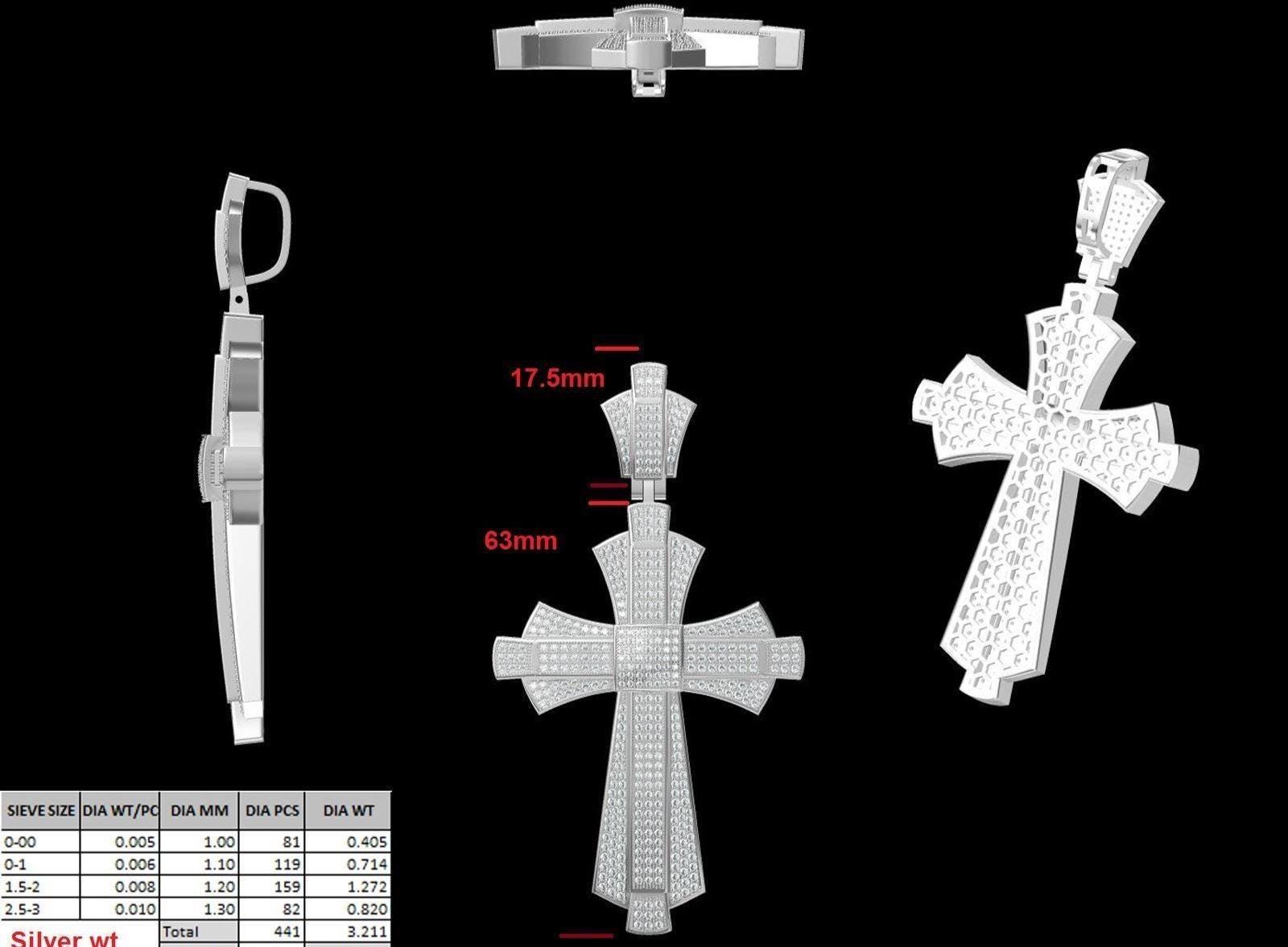 Iced Out Cross Moissanite Pendant : Sterling Silver Hip Hop cross