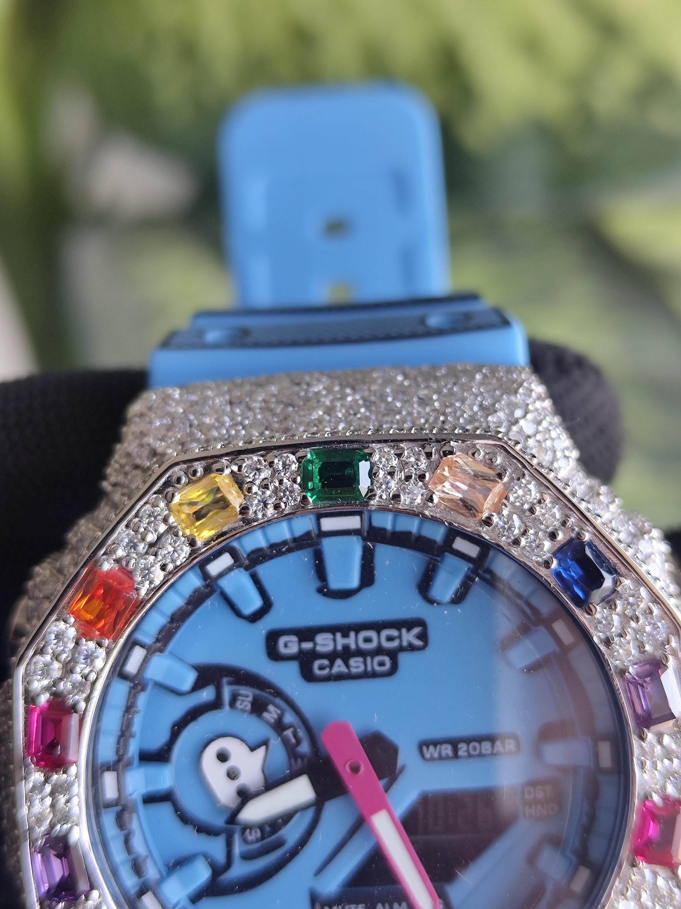 Custom Iced Out Watch: VVS Moissanite, Rainbow Dial by Silvoura