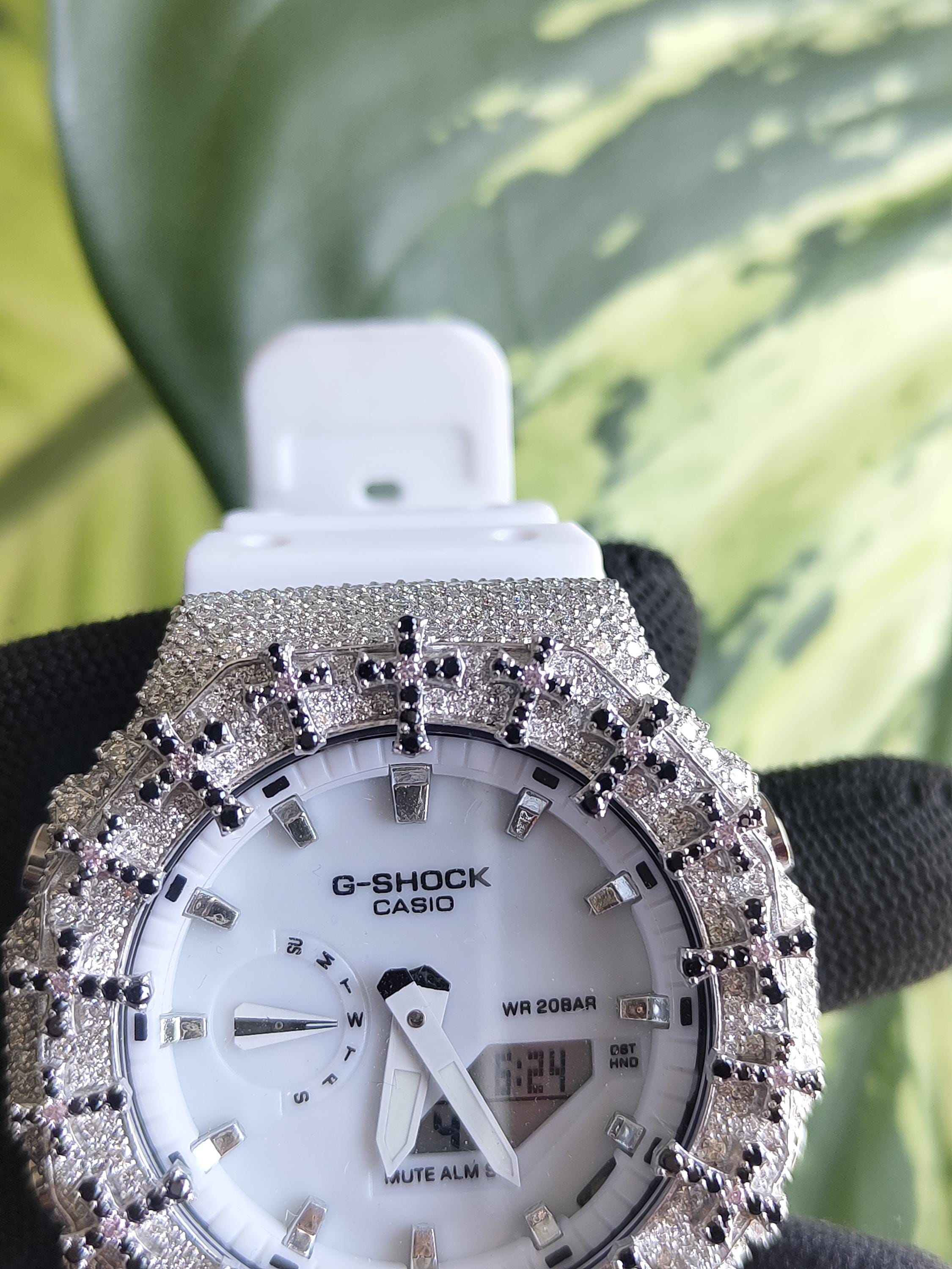 Custom Iced Out Watch: VVS Moissanite Cross Pattern Design by silvoura