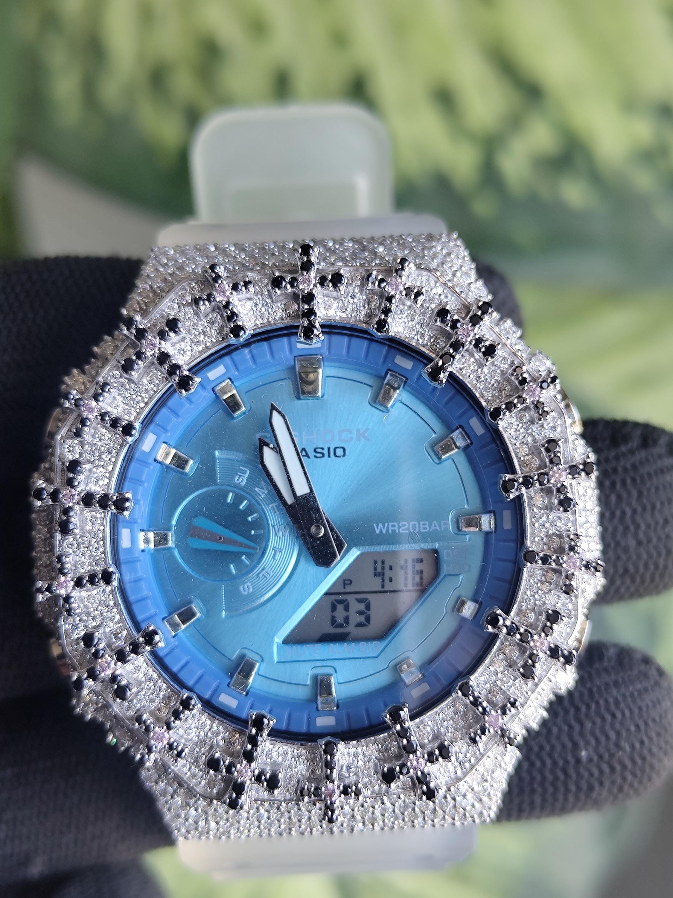 Custom Iced Out Watch: VVS Moissanite Cross Pattern Design by silvoura