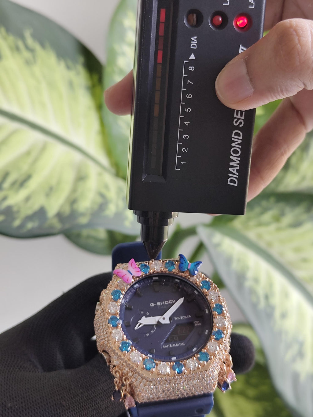 Custom Iced Out Watch: VVS Moissanite, Blue Dial by Silvoura