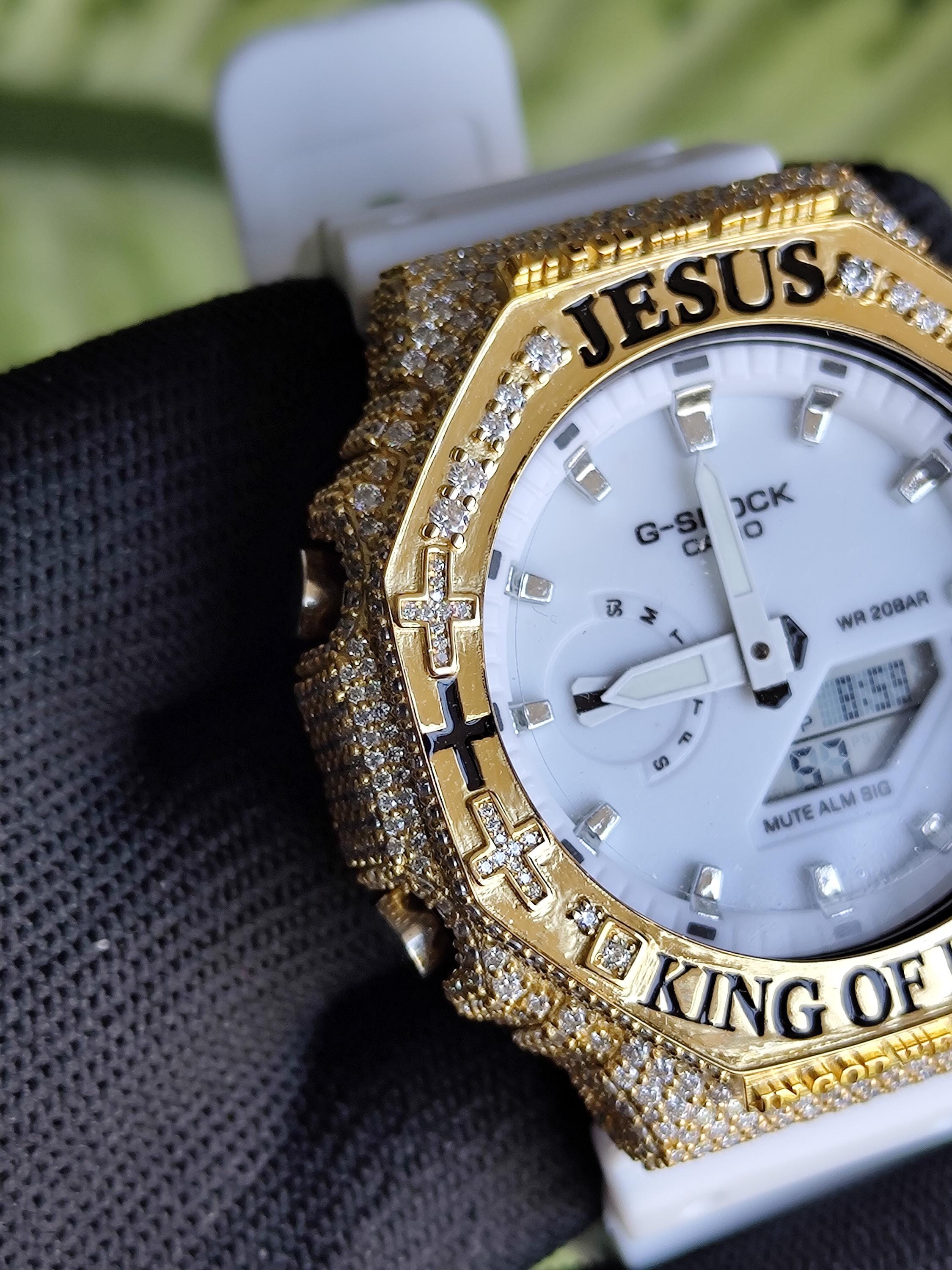 Custom Iced Out Watch: Jesus King of Kings name Luxury Watch Design by silvoura