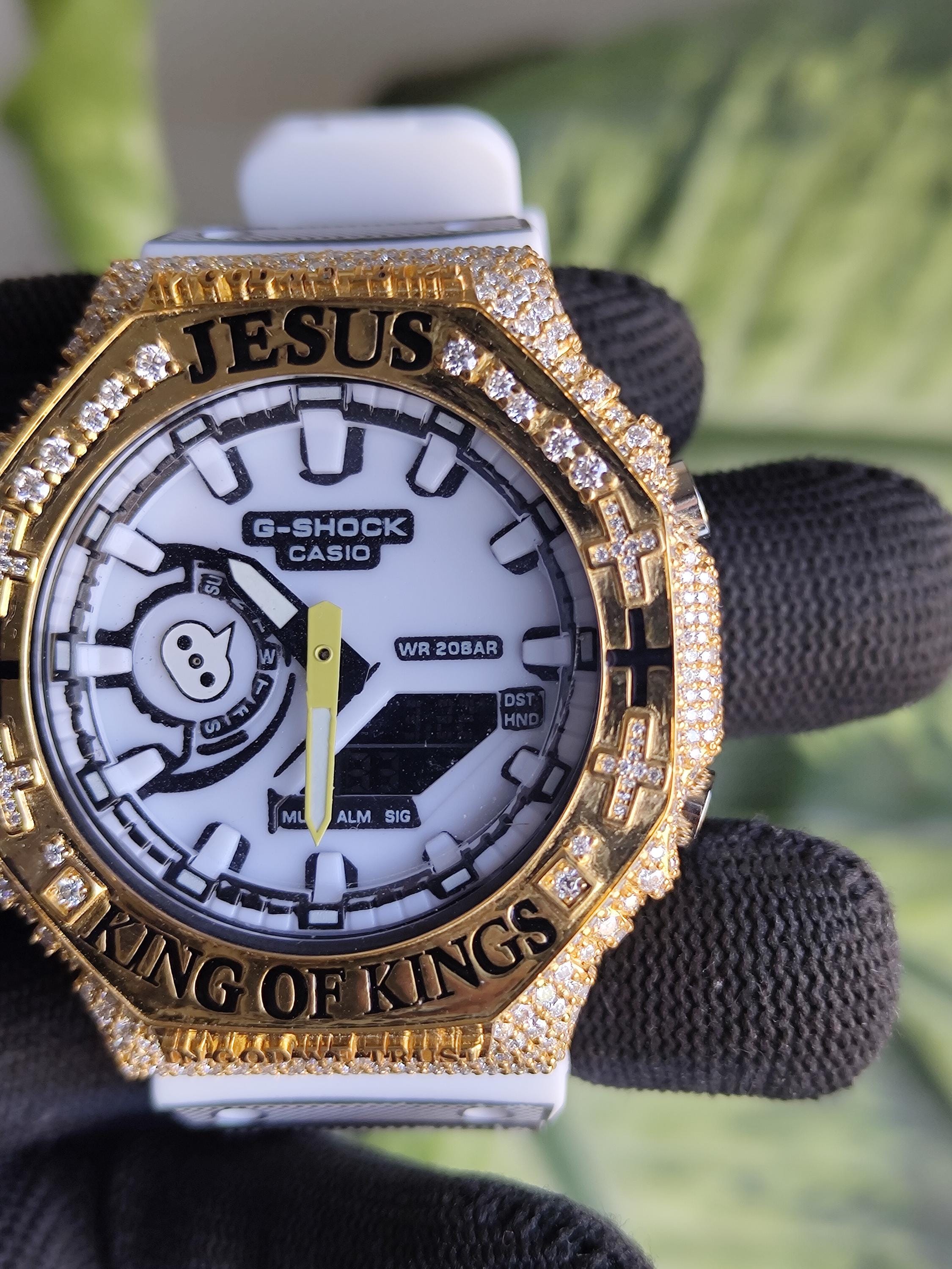 Custom Iced Out Watch: Jesus King of Kings name Luxury Watch Design by silvoura