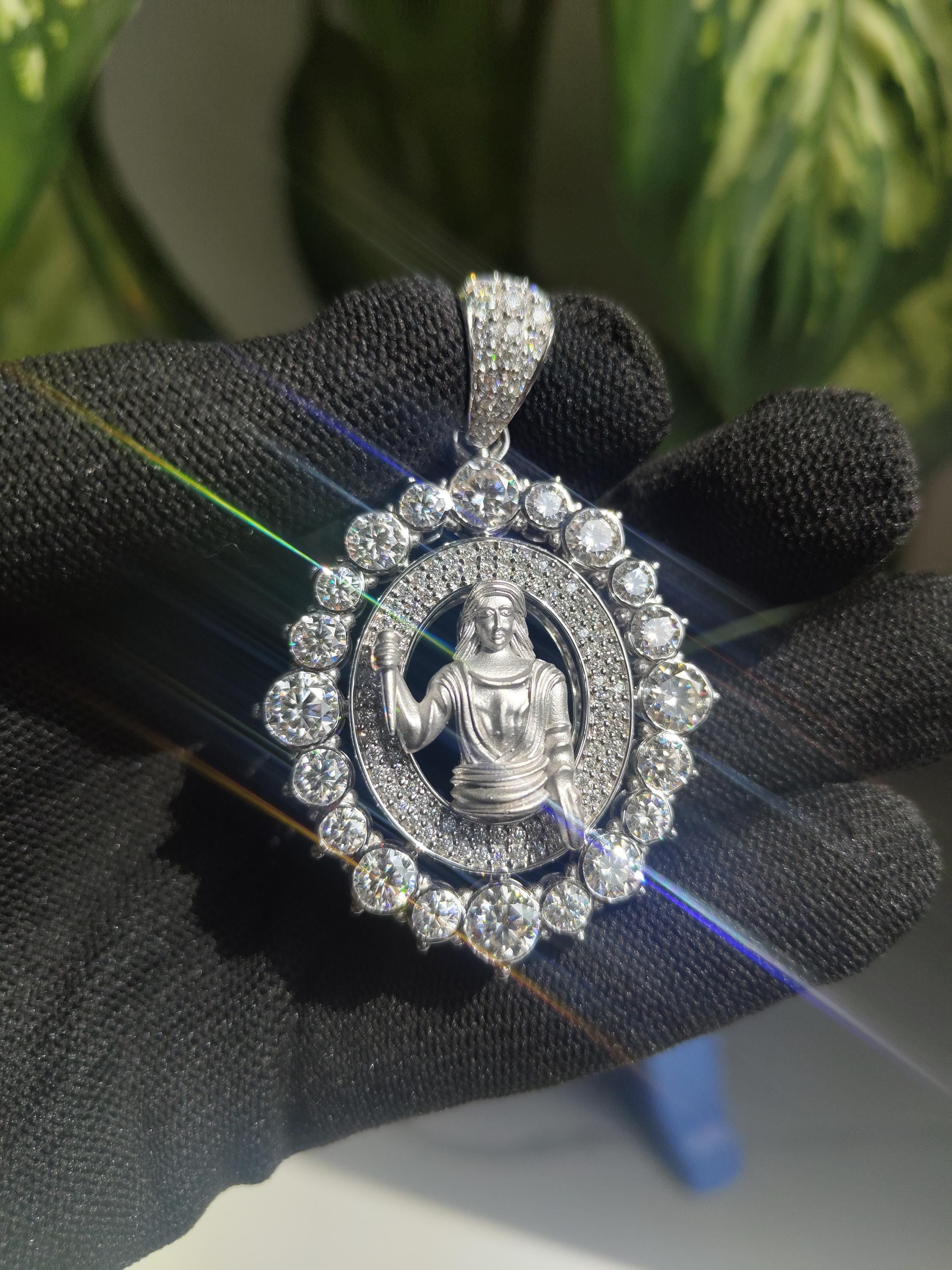 Iced Out Jesus Pendant: VVS Moissanite 925 Sterling Silver Hip Hop