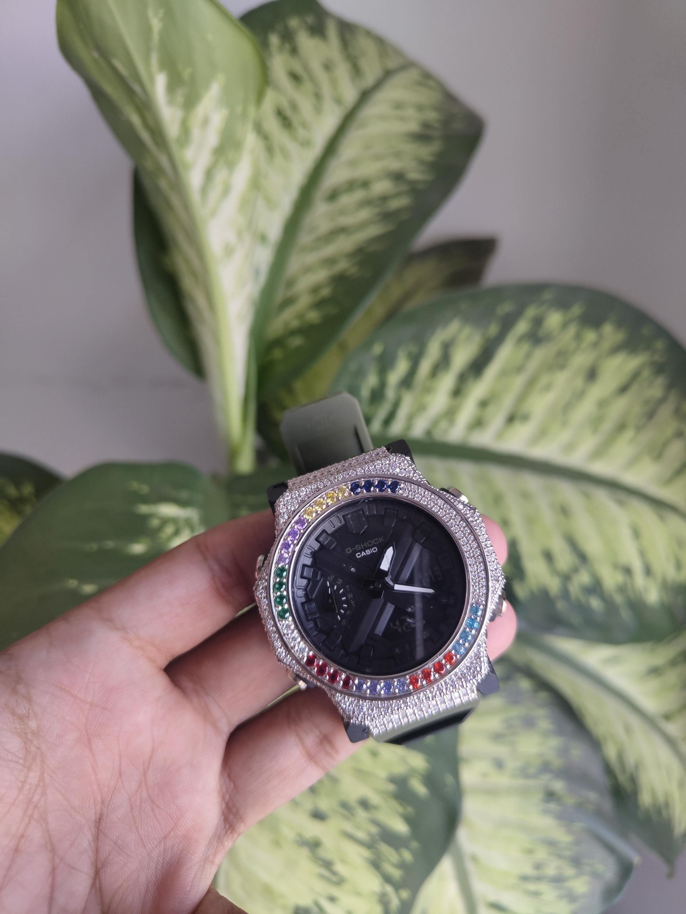Custom Rainbow Full iced-out Moissanite Watch By Silvoura