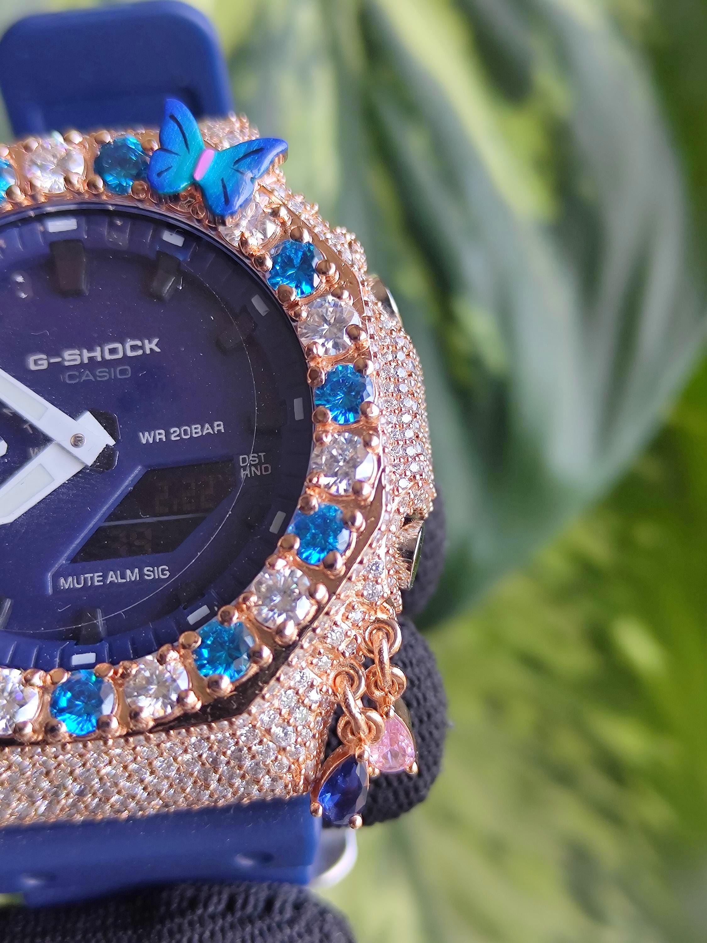 Custom Iced Out Watch: VVS Moissanite, Blue Dial by Silvoura