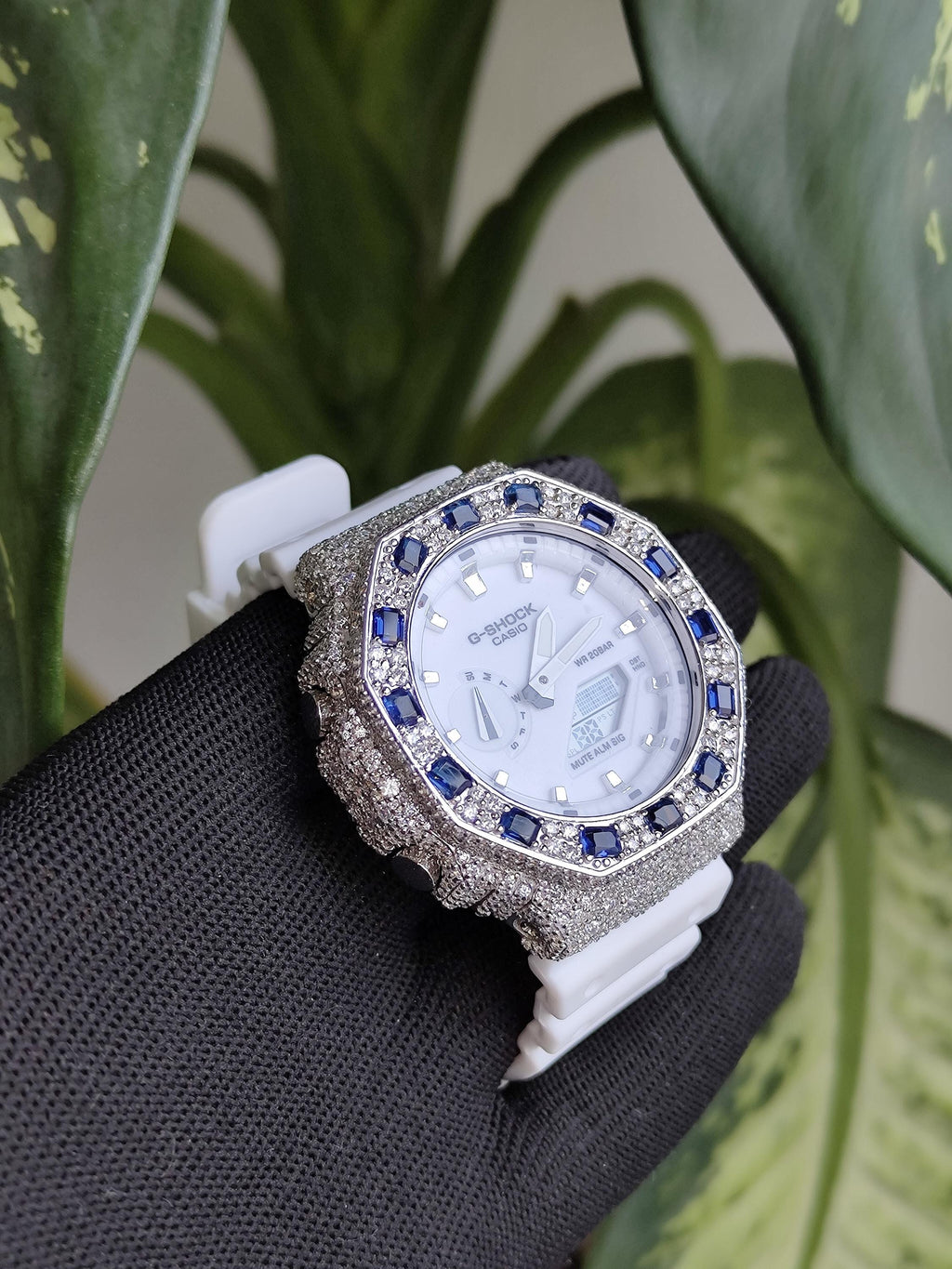 Custom Iced Out Moissanite Watch : White Dial by Silvoura