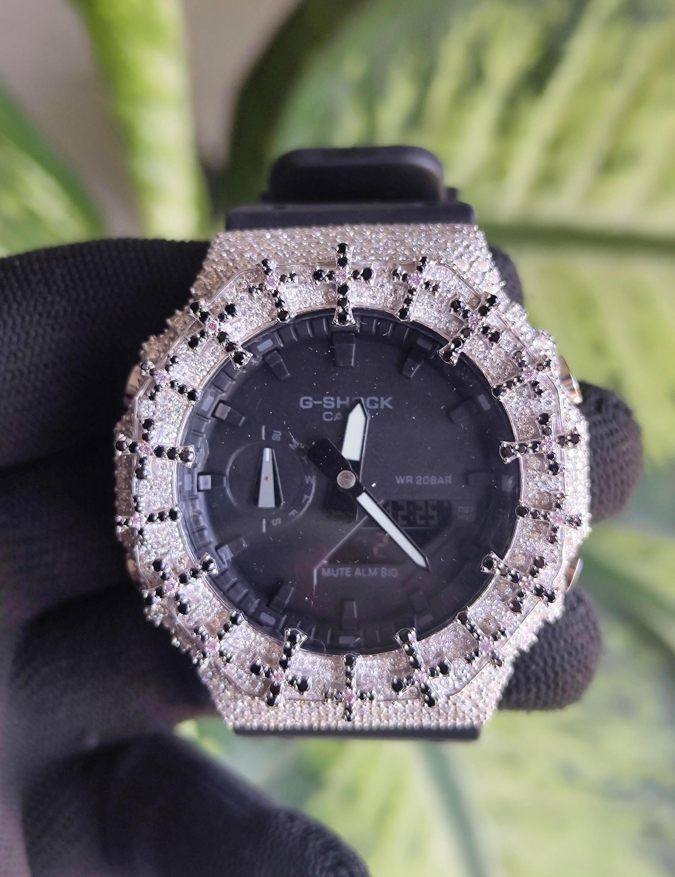 Custom Iced Out Watch: VVS Moissanite Cross Pattern Design by silvoura
