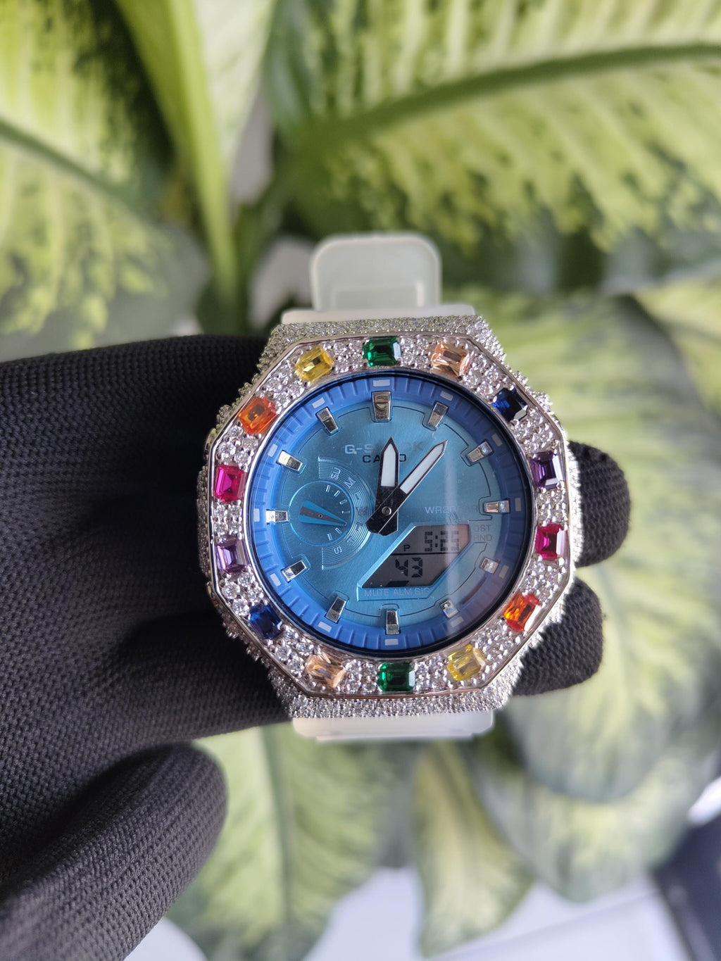 Custom Iced Out Watch: VVS Moissanite, Rainbow Dial by Silvoura