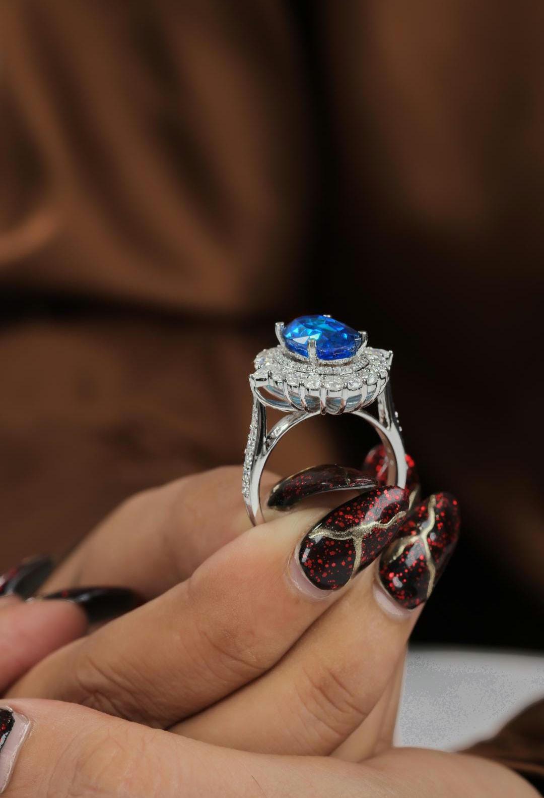 Blue Gemstone & Sterling Silver Statement Ring