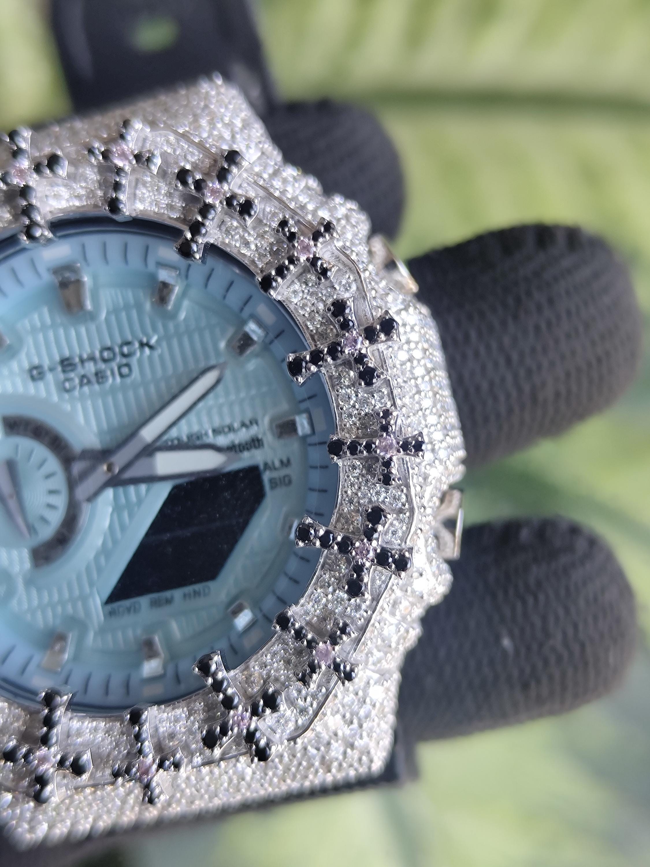 Custom Iced Out Watch: VVS Moissanite Cross Pattern Design by silvoura