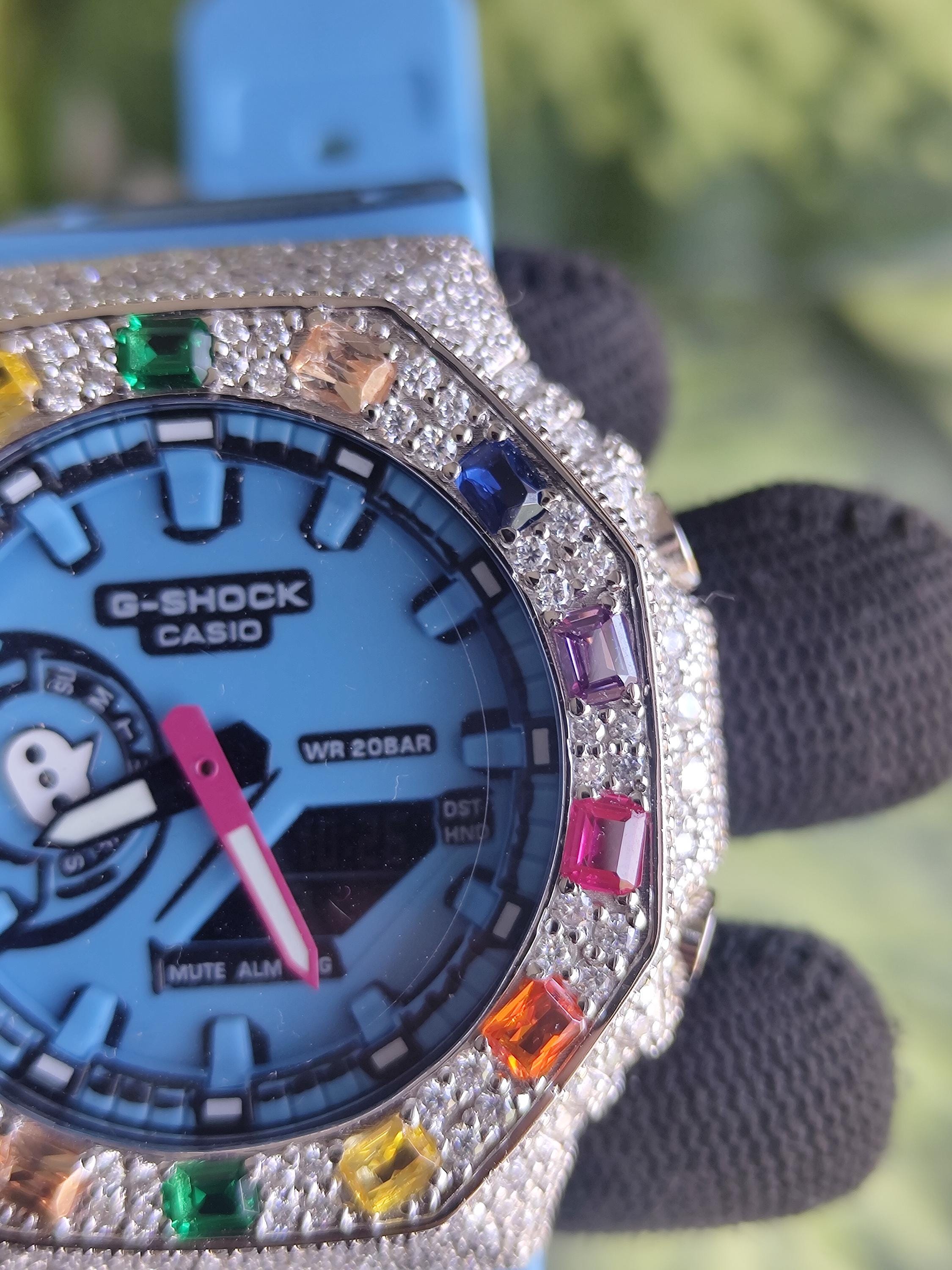 Custom Iced Out Watch: VVS Moissanite, Rainbow Dial by Silvoura