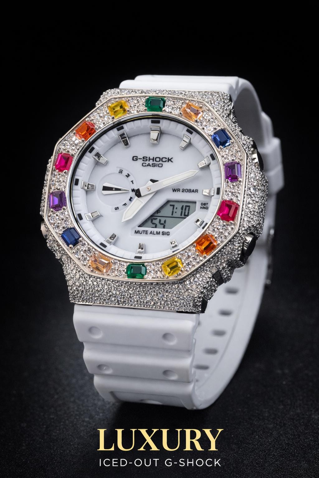 Custom Iced Out Watch: VVS Moissanite, Rainbow Dial by Silvoura