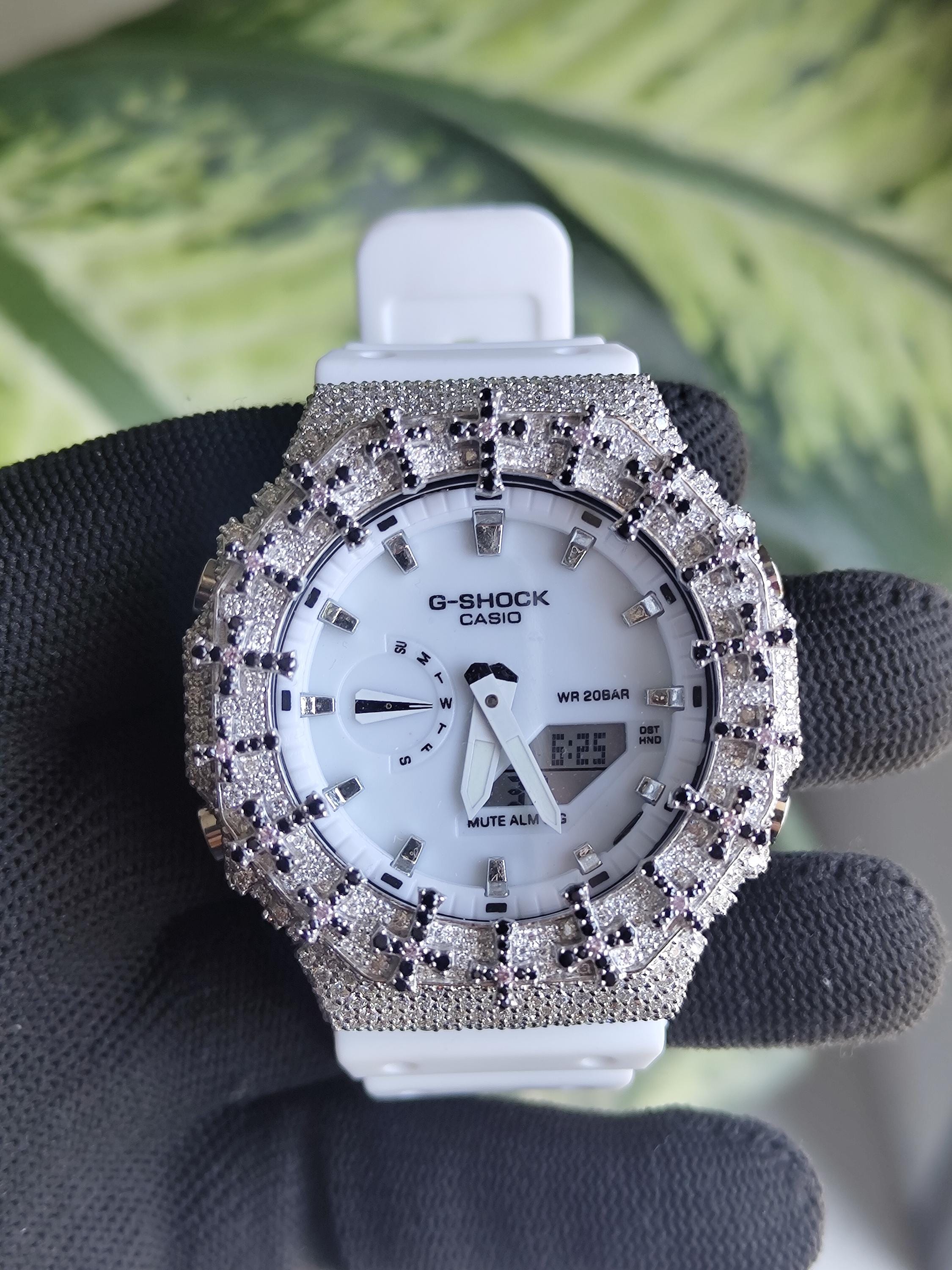 Custom Iced Out Watch: VVS Moissanite Cross Pattern Design by silvoura